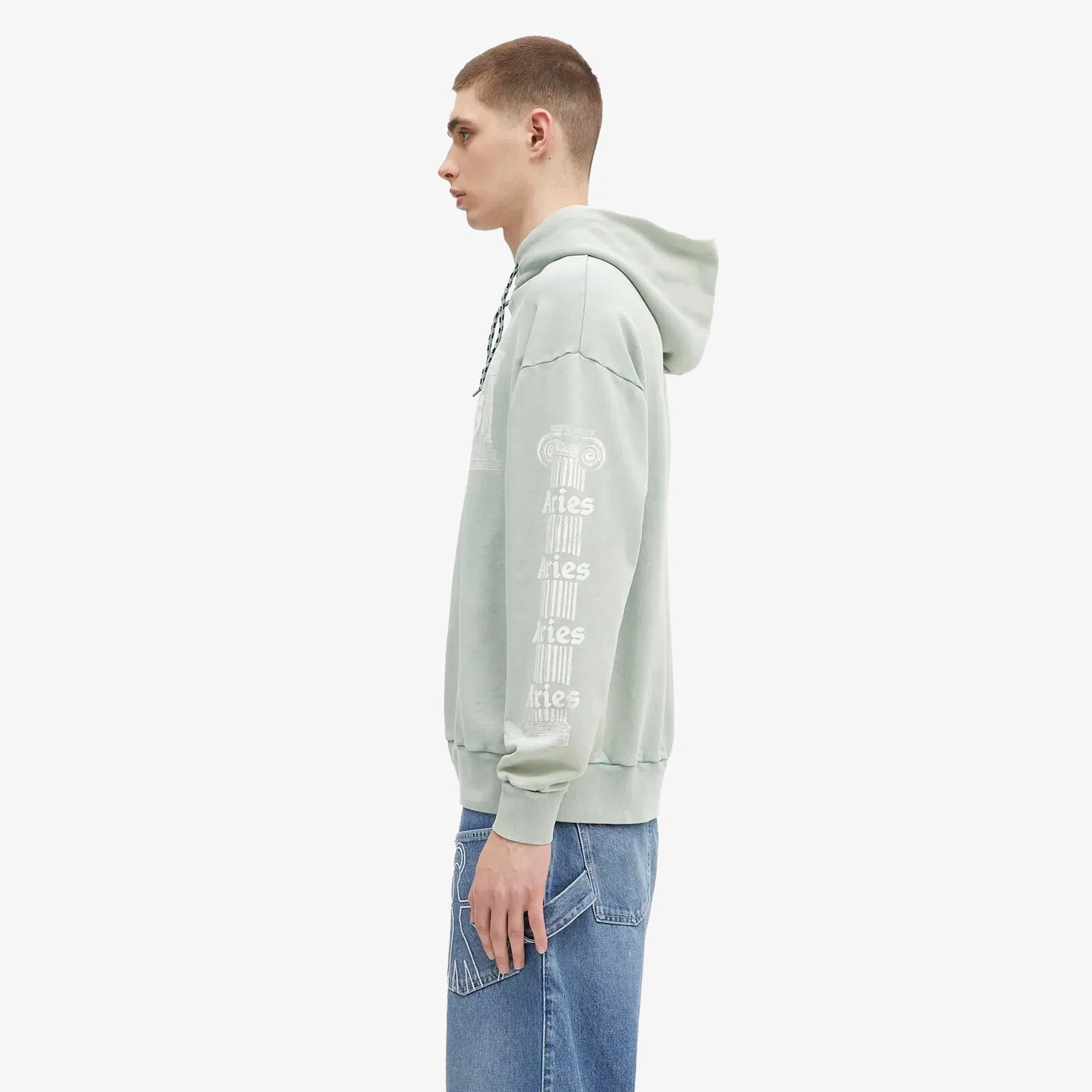 Aries AGED ANCIENT COLUMN HOODIE { GREEN