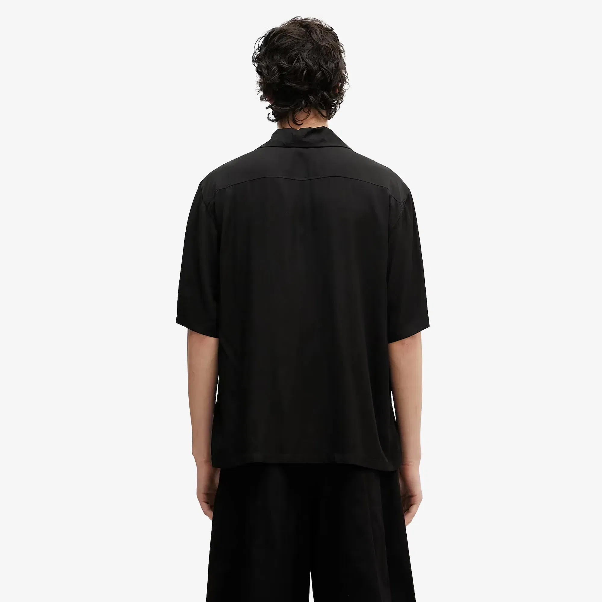 Aries ANCIENT COLUMN SATIN VISCOSE HAWAIIAN SHIRT { BLACK