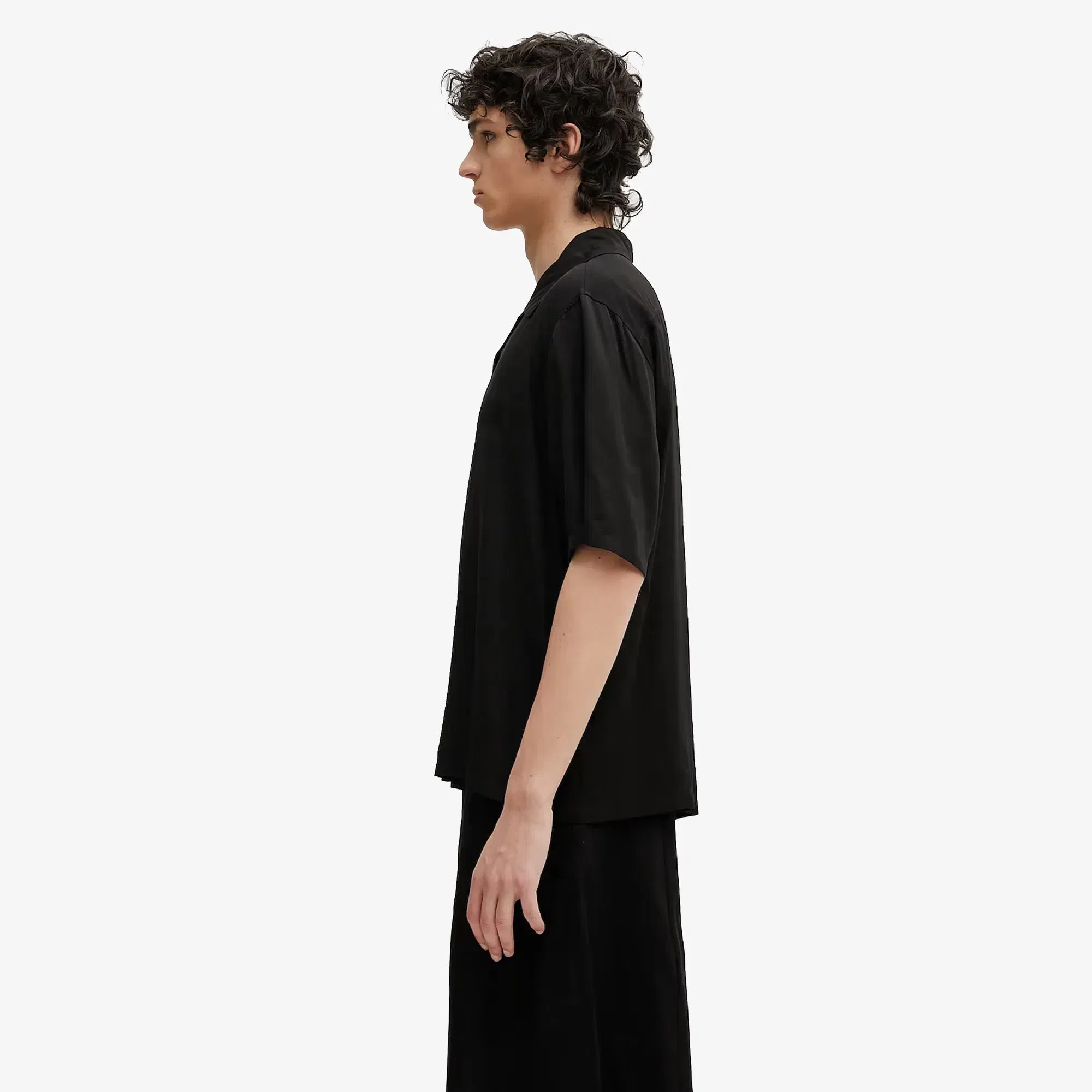 Aries ANCIENT COLUMN SATIN VISCOSE HAWAIIAN SHIRT { BLACK