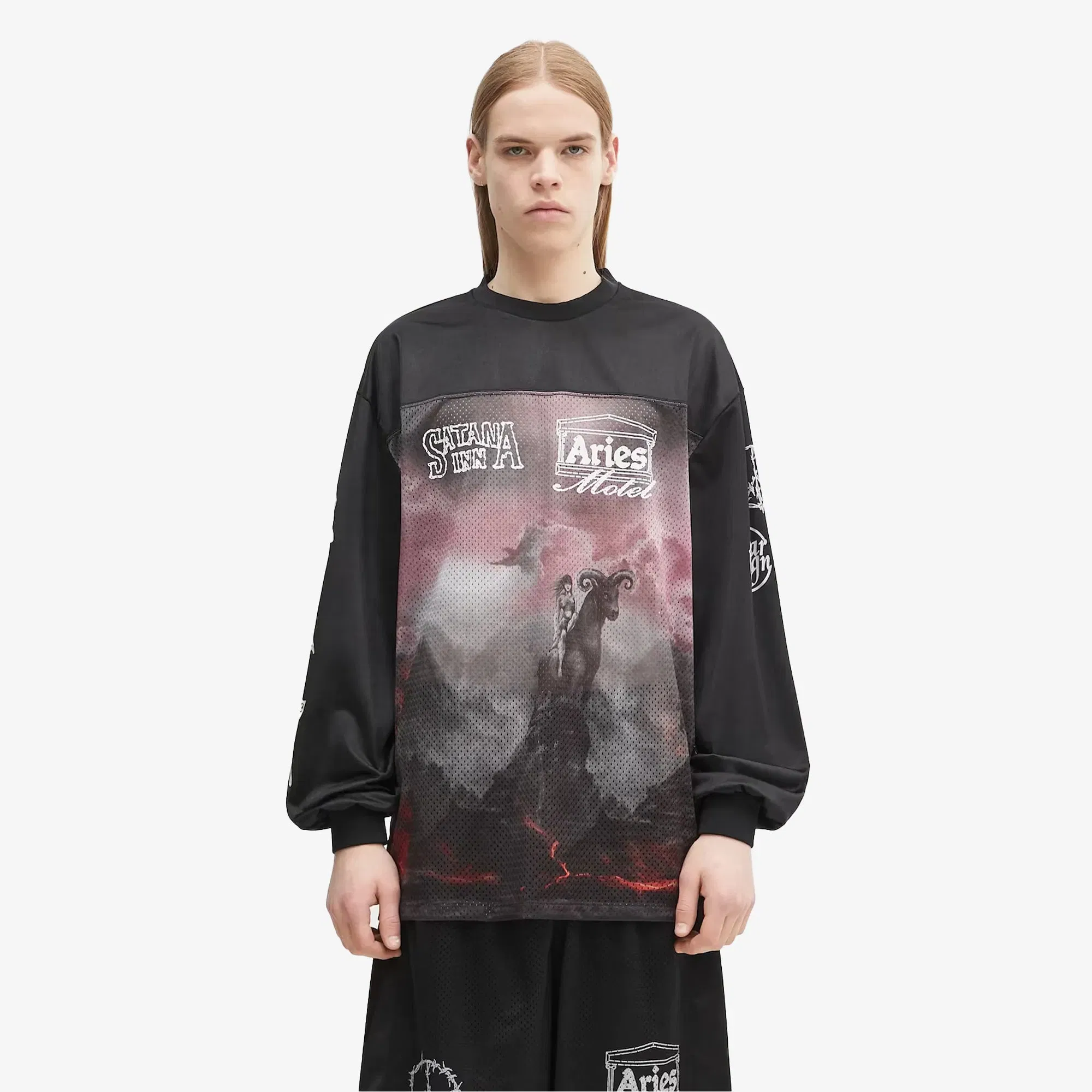 Aries RAMSCAPE AIRTEX 1S T-Shirt { BLACK/GREY