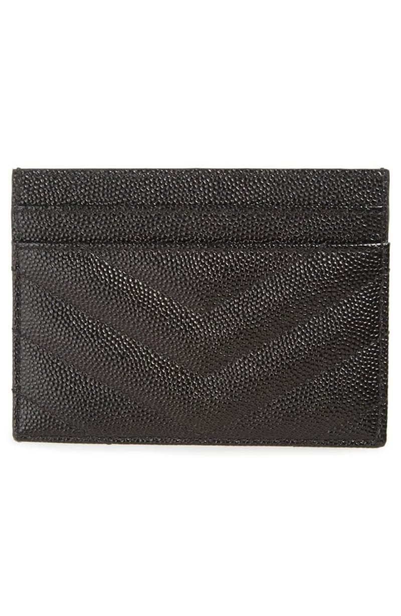 Saint Laurent Cassandre Matelasse Card Case Grain De Poudre Black