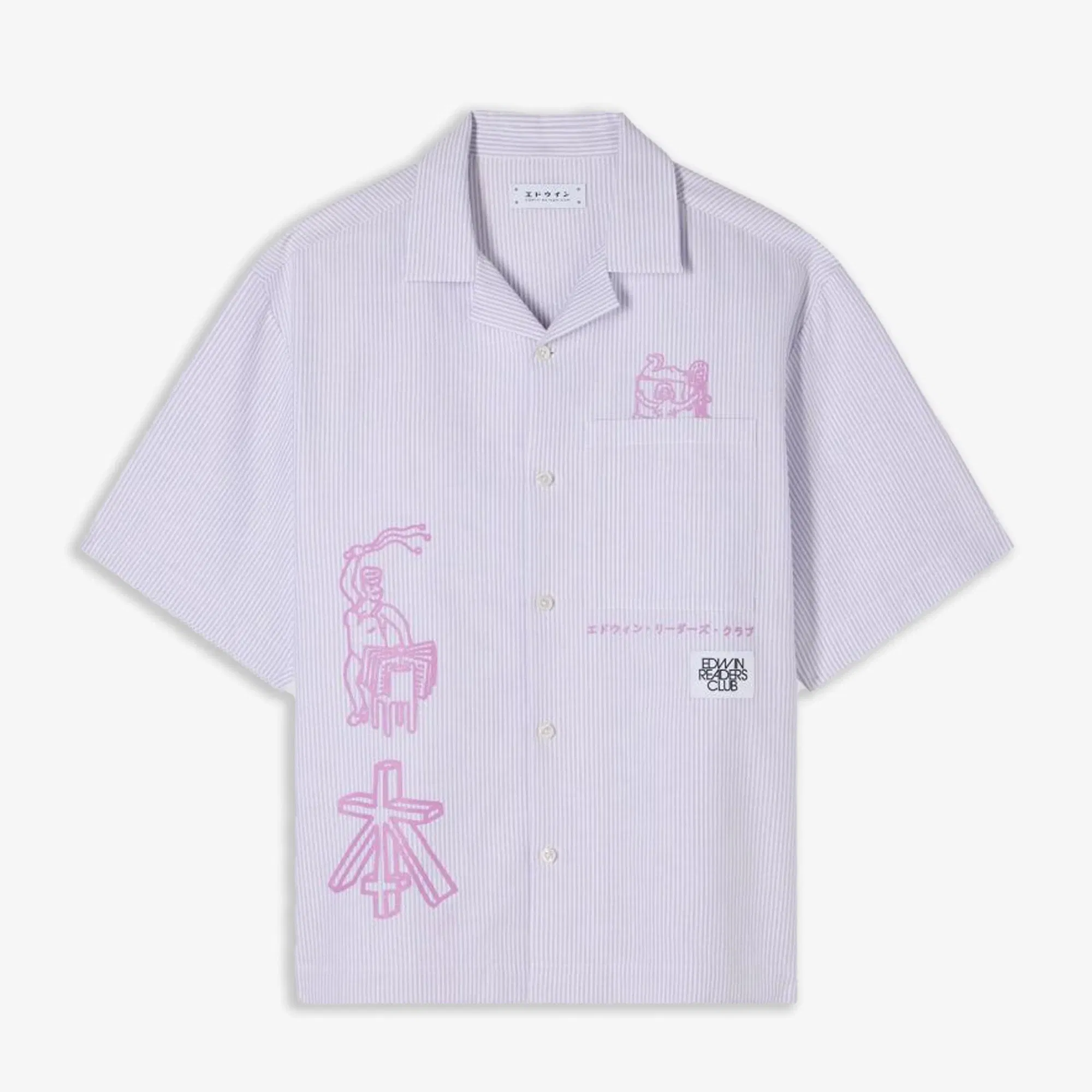 EDWIN EDWIN READER'S CLUB SHIRT SS { LILA WHITE
