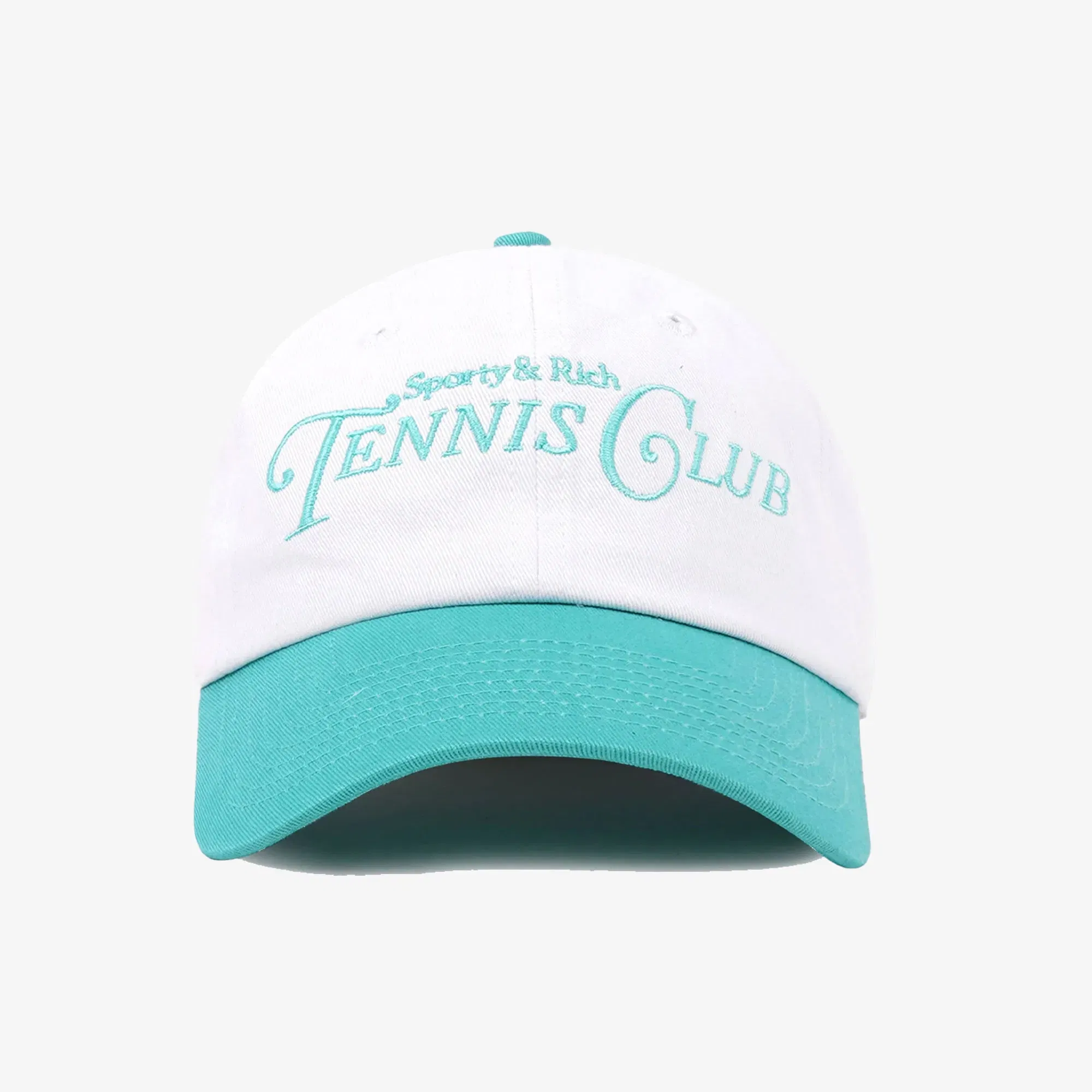 SPORTY & RICH RIZZOLI TENNIS HAT { WHITE/CARIBBEAN