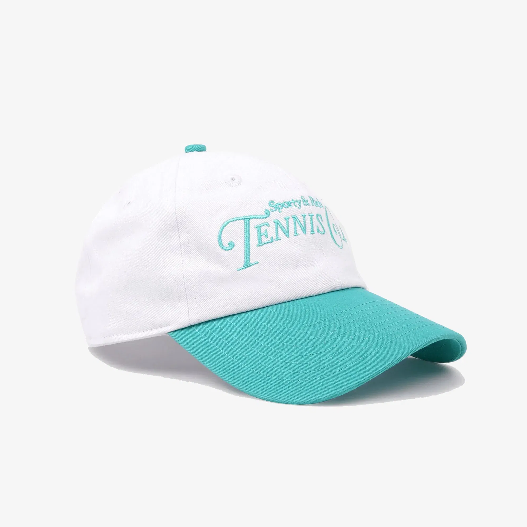 SPORTY & RICH RIZZOLI TENNIS HAT { WHITE/CARIBBEAN