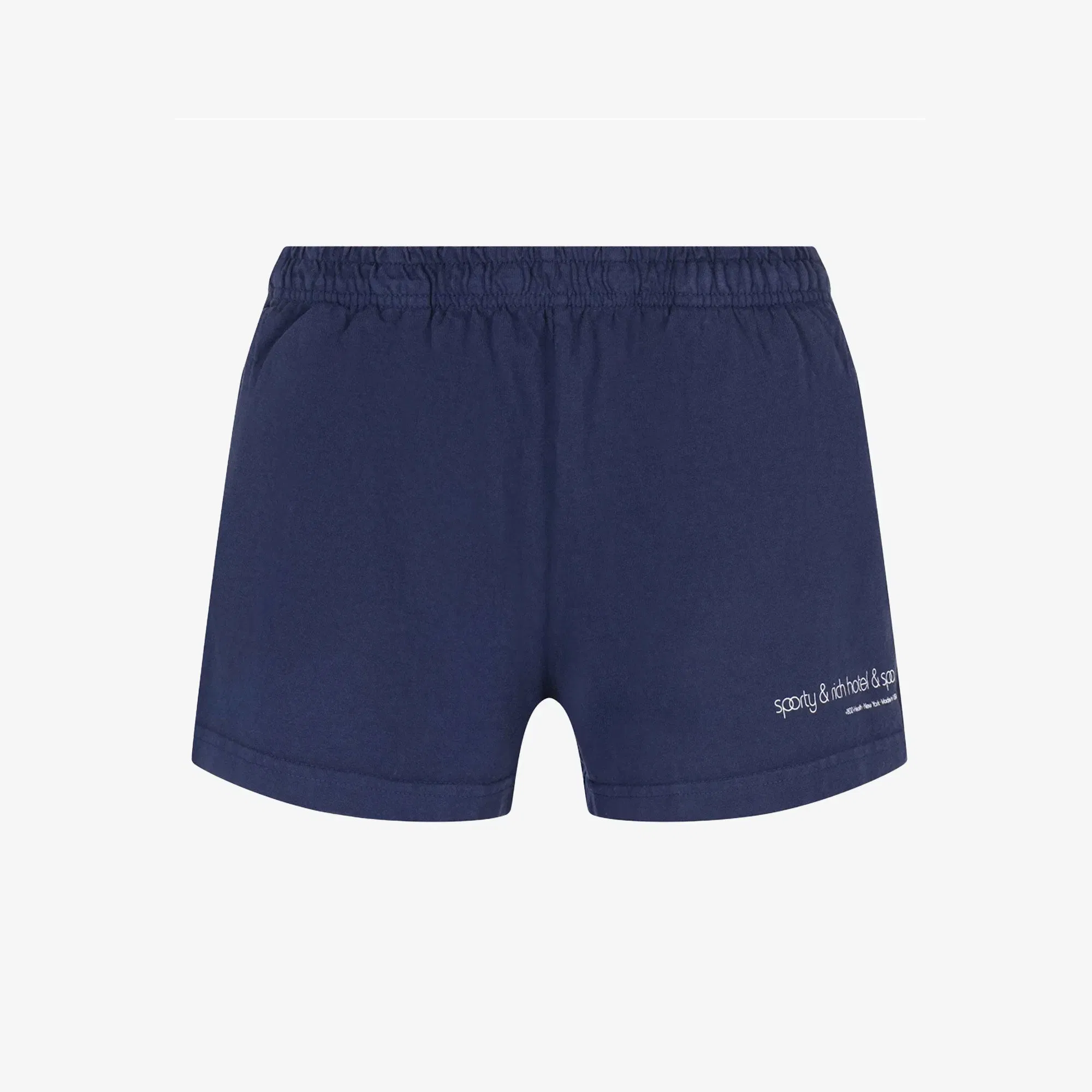 SPORTY & RICH SPA DISCO SHORTS { NAVY/WHITE