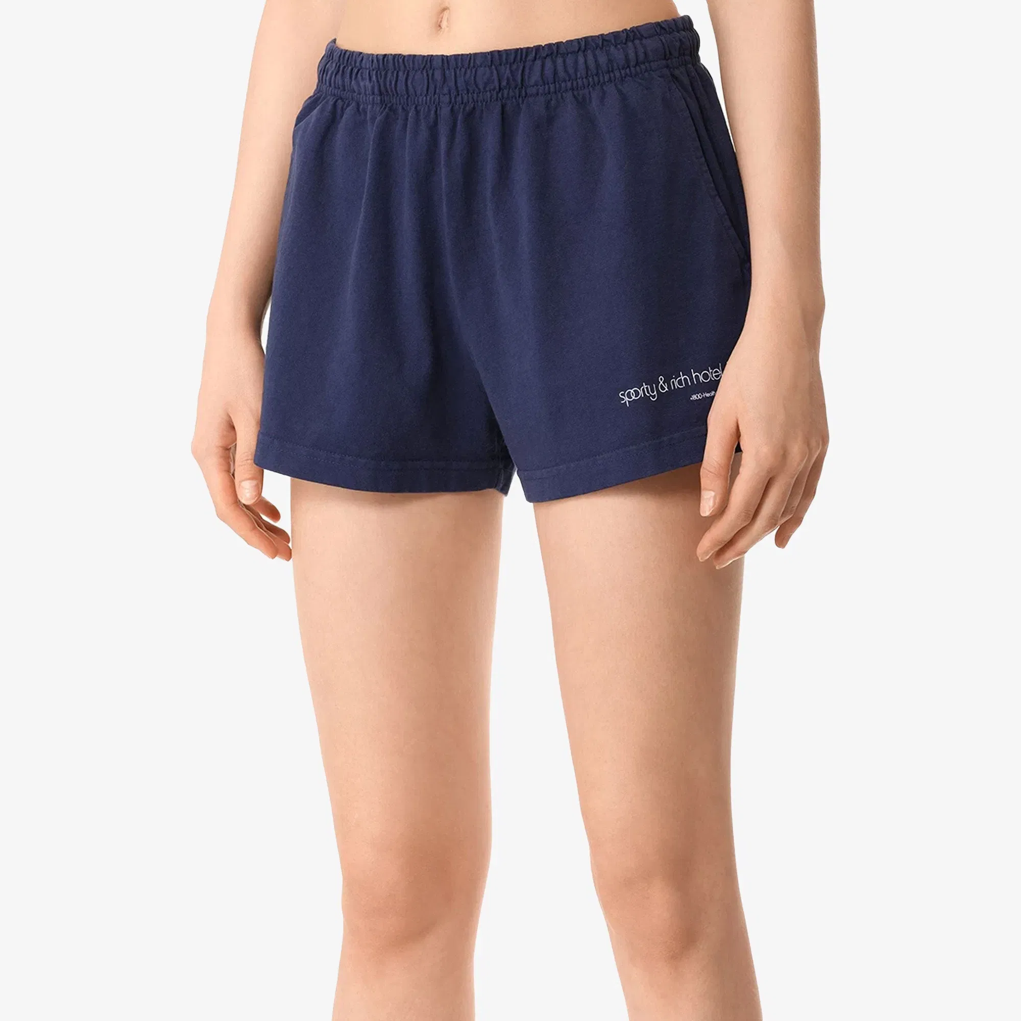 SPORTY & RICH SPA DISCO SHORTS { NAVY/WHITE
