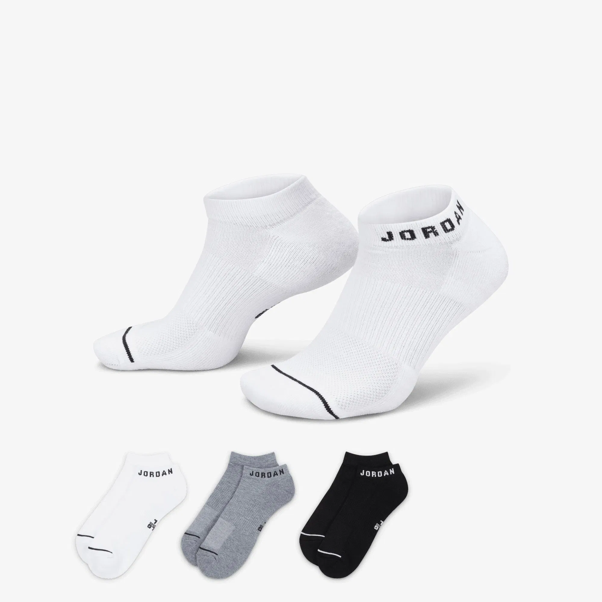 Jordan EVERYDAY NO-SHOW SOCKS (3 PAIRS) { WHITE/GREY/BLACK