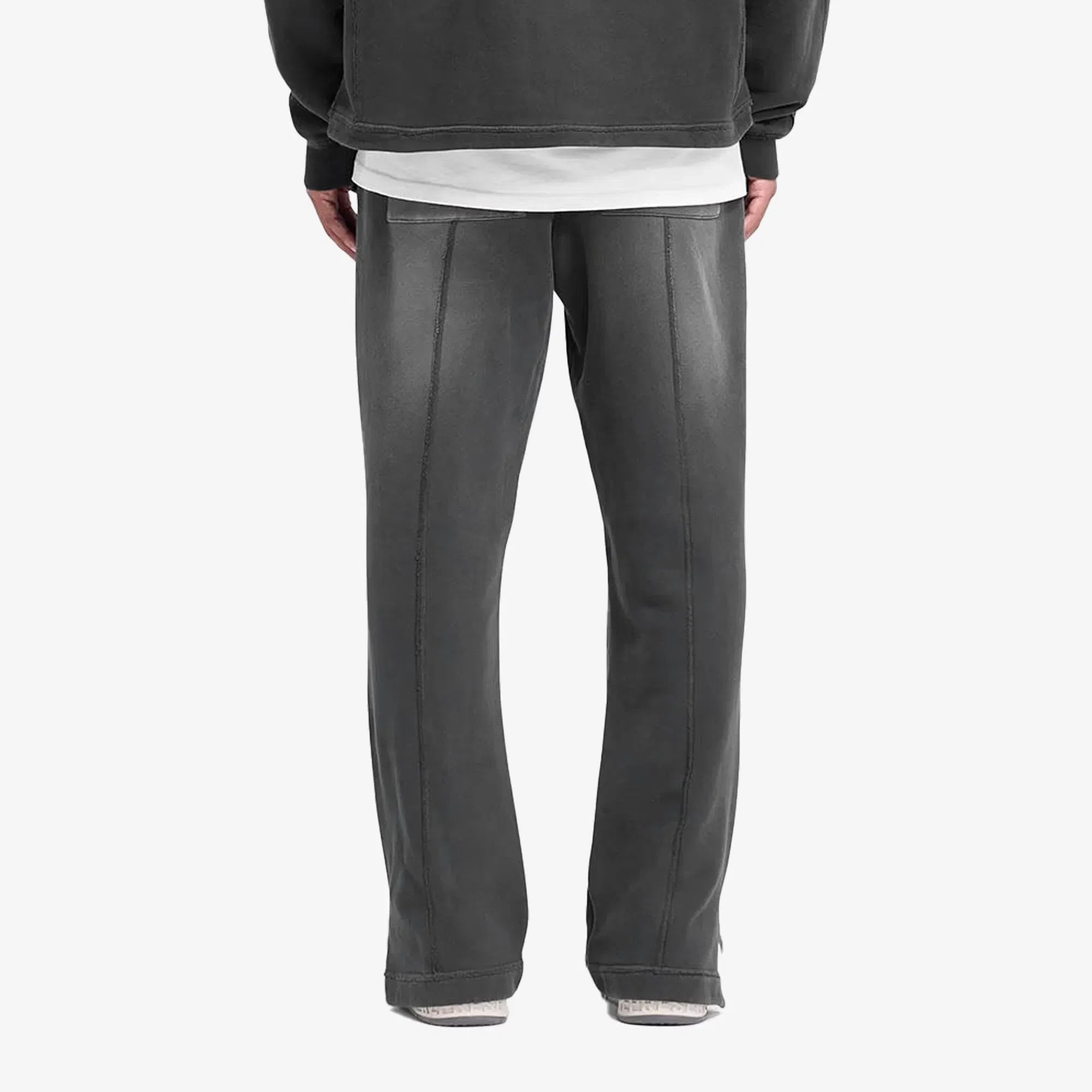 REPRESENT STEPPED HEM SWEATPANTS { STAINED BLACK