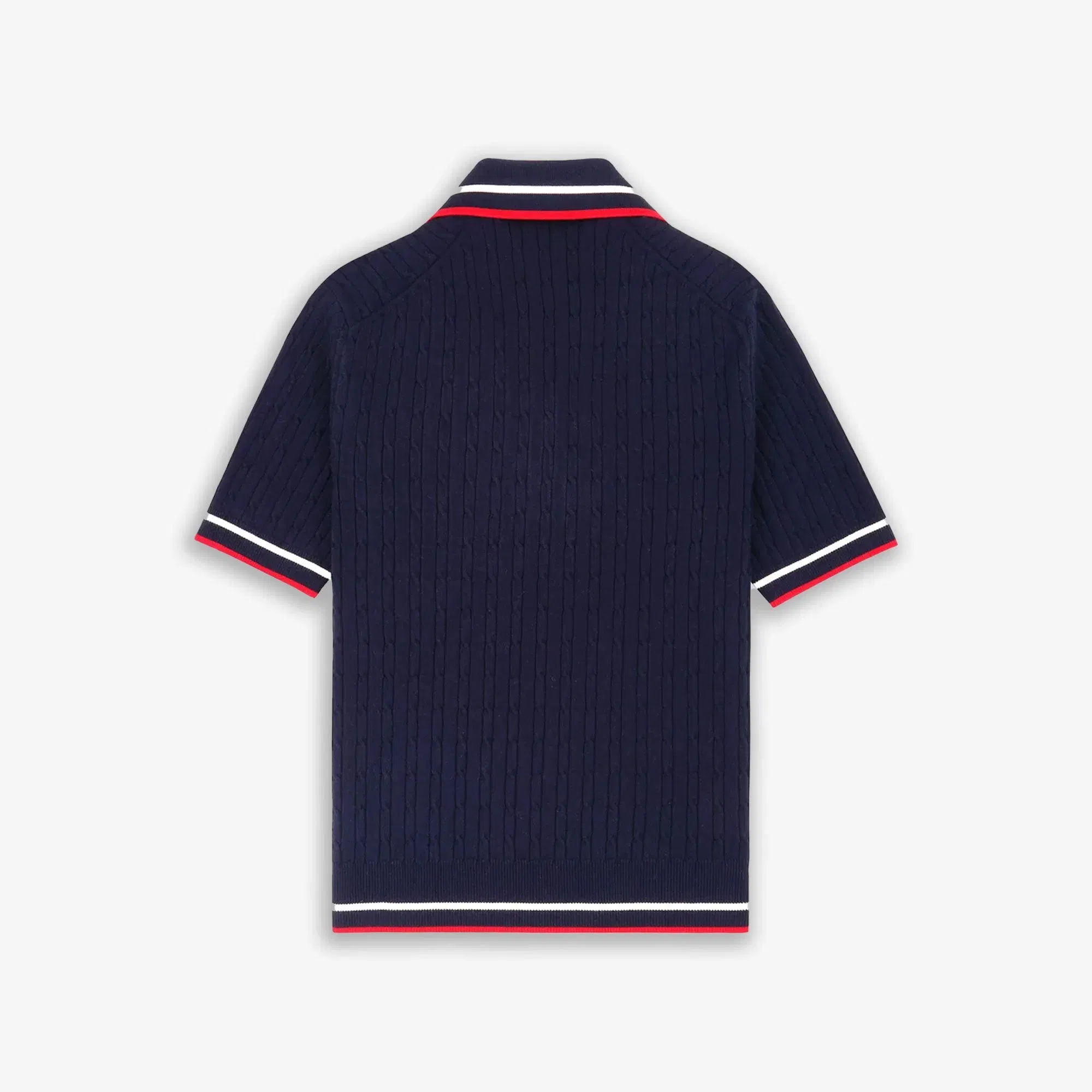 SPORTY & RICH SERIF MINI CABLE POLO T-SHIRT { NAVY