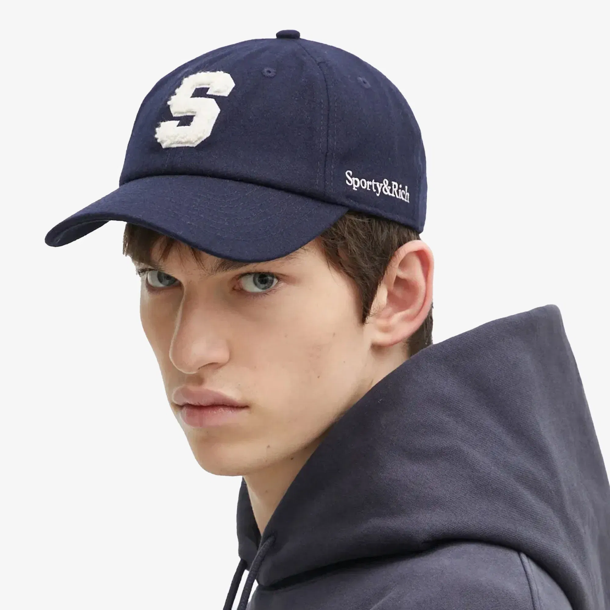 SPORTY & RICH BOUCLE S WOOL CAP { NAVY