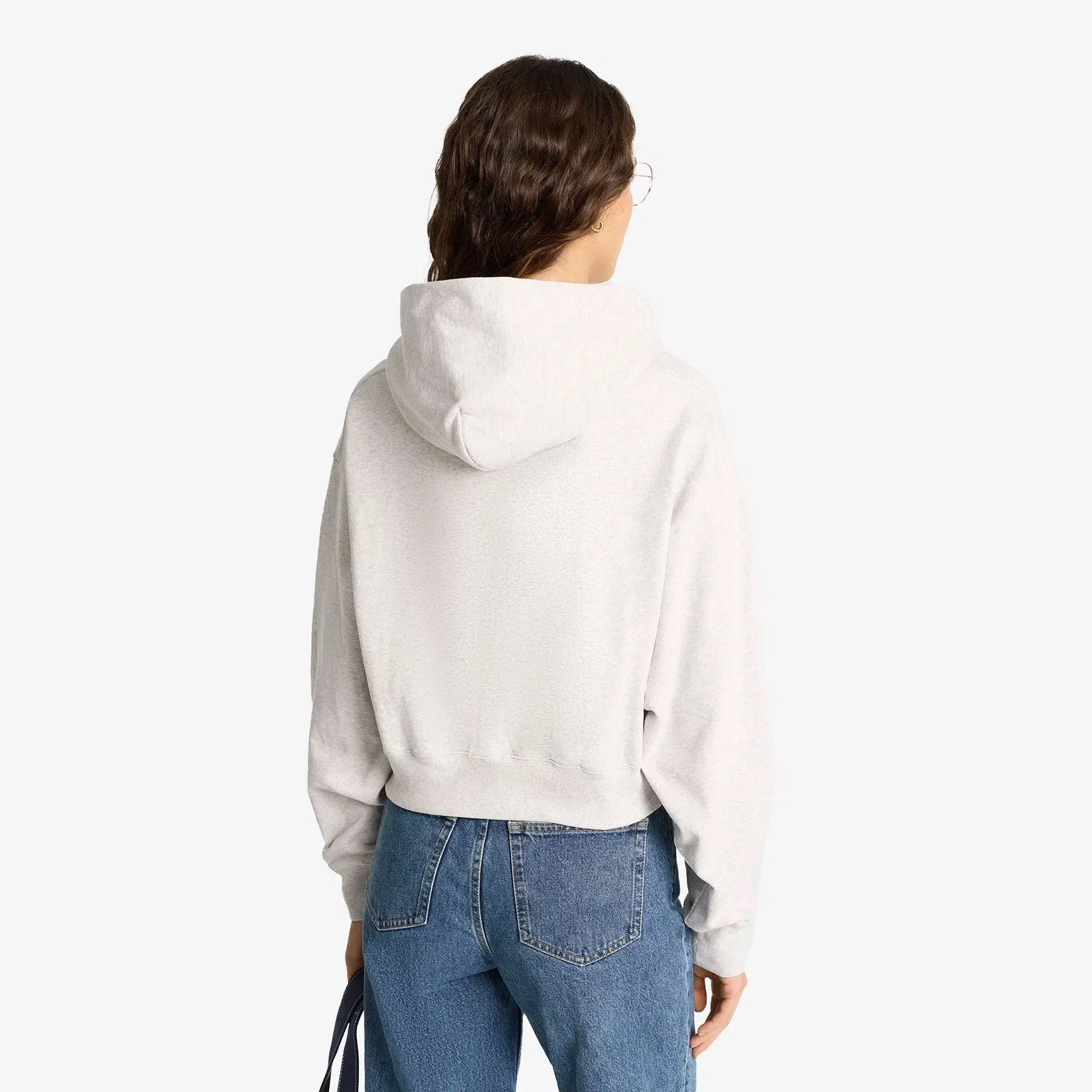SPORTY & RICH NY CREST CROPPED HOODIE { GRAY/GOLD