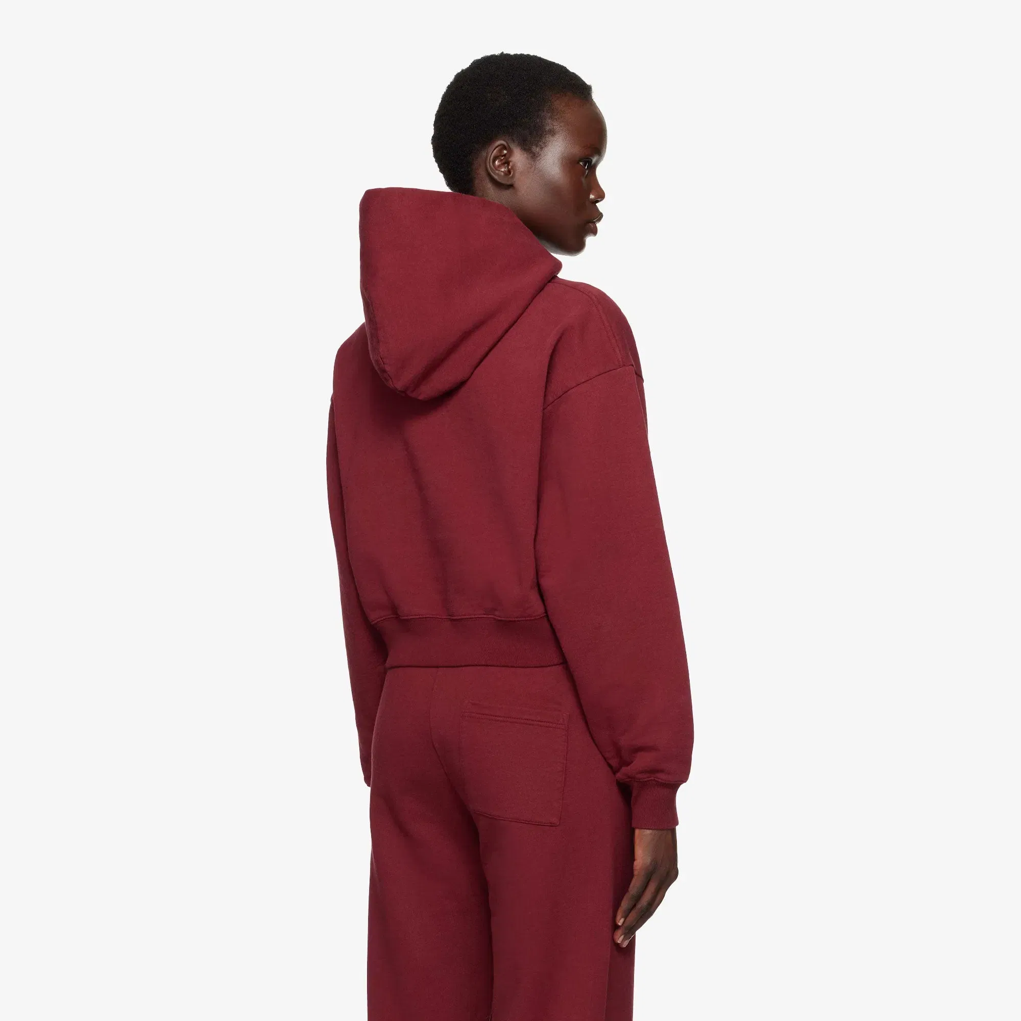 SPORTY & RICH VENDOME EMBROIDERED CROPPED HOODIE { RED