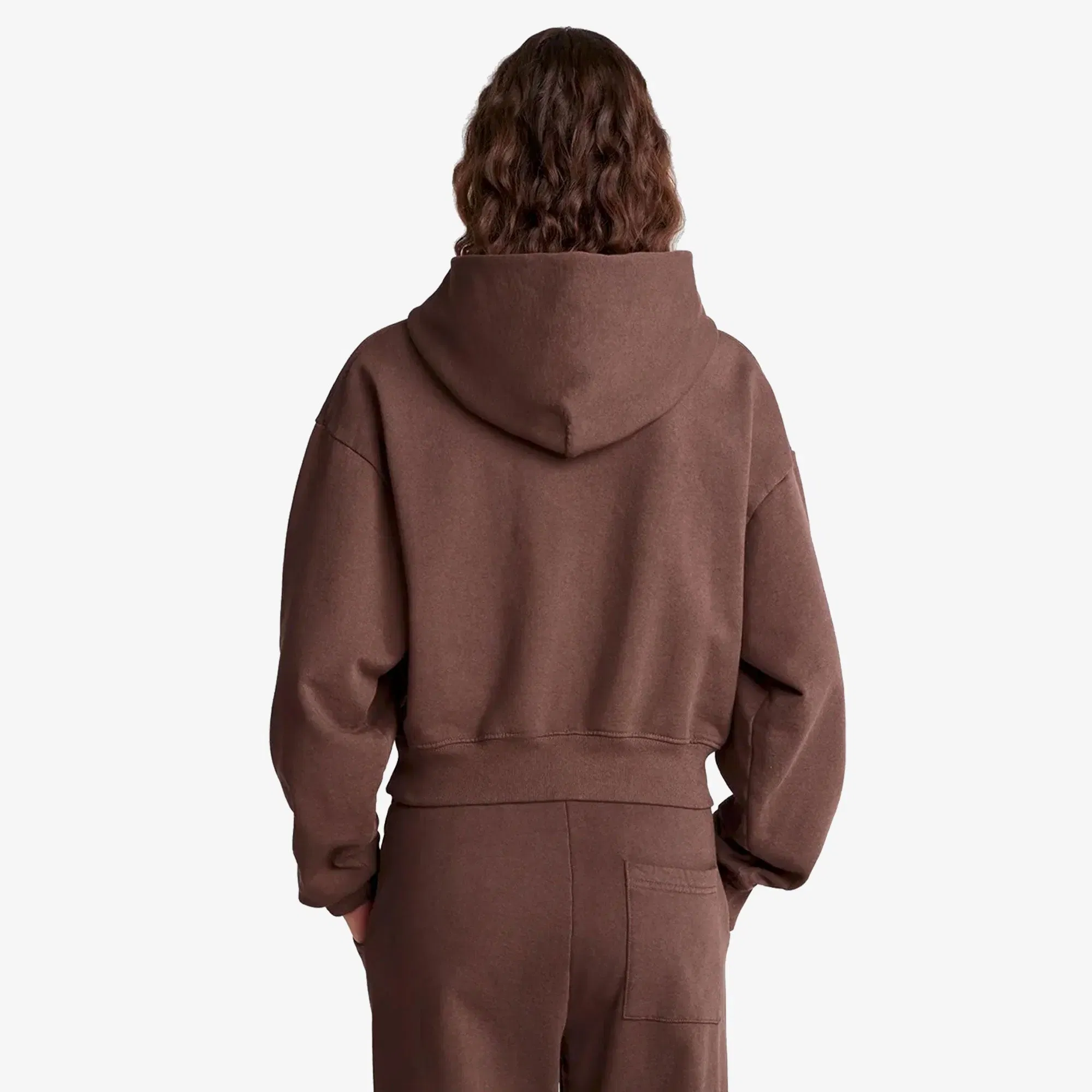 SPORTY & RICH H&W CREST CROPPED HOODIE { BROWN