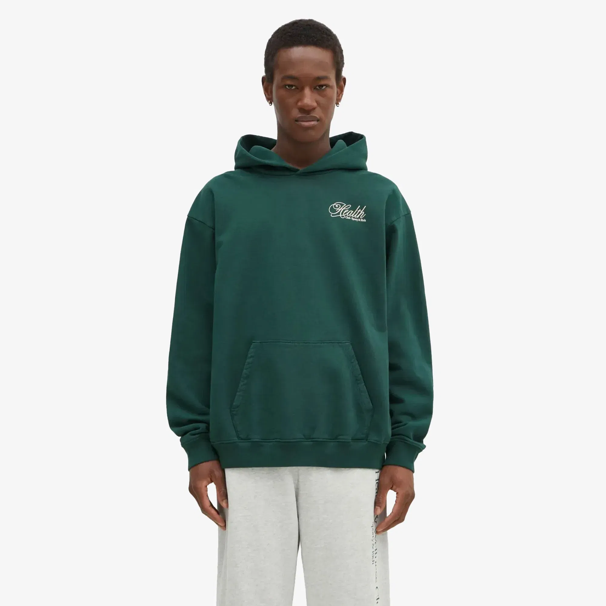 SPORTY & RICH HEALTH SCRIPT HOODIE { GREEN