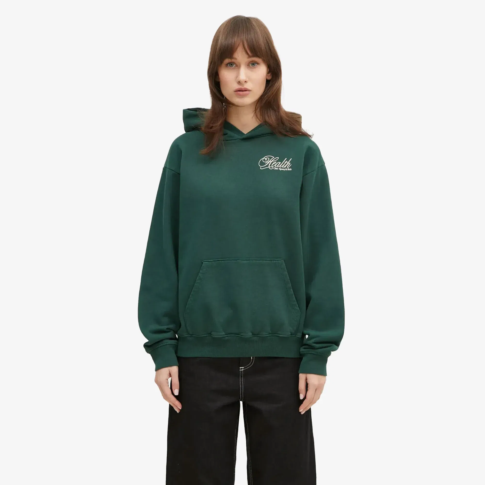 SPORTY & RICH HEALTH SCRIPT HOODIE { GREEN