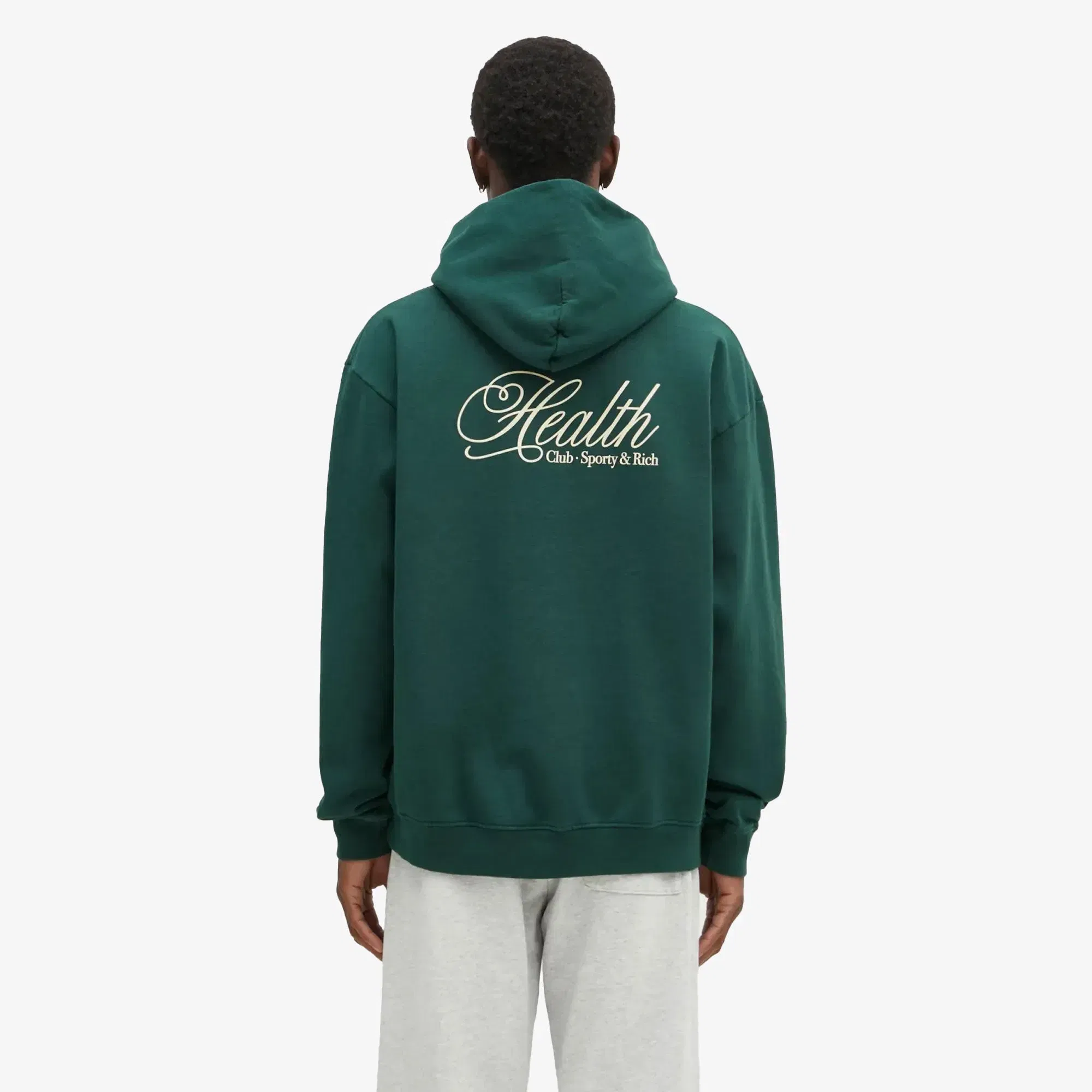 SPORTY & RICH HEALTH SCRIPT HOODIE { GREEN