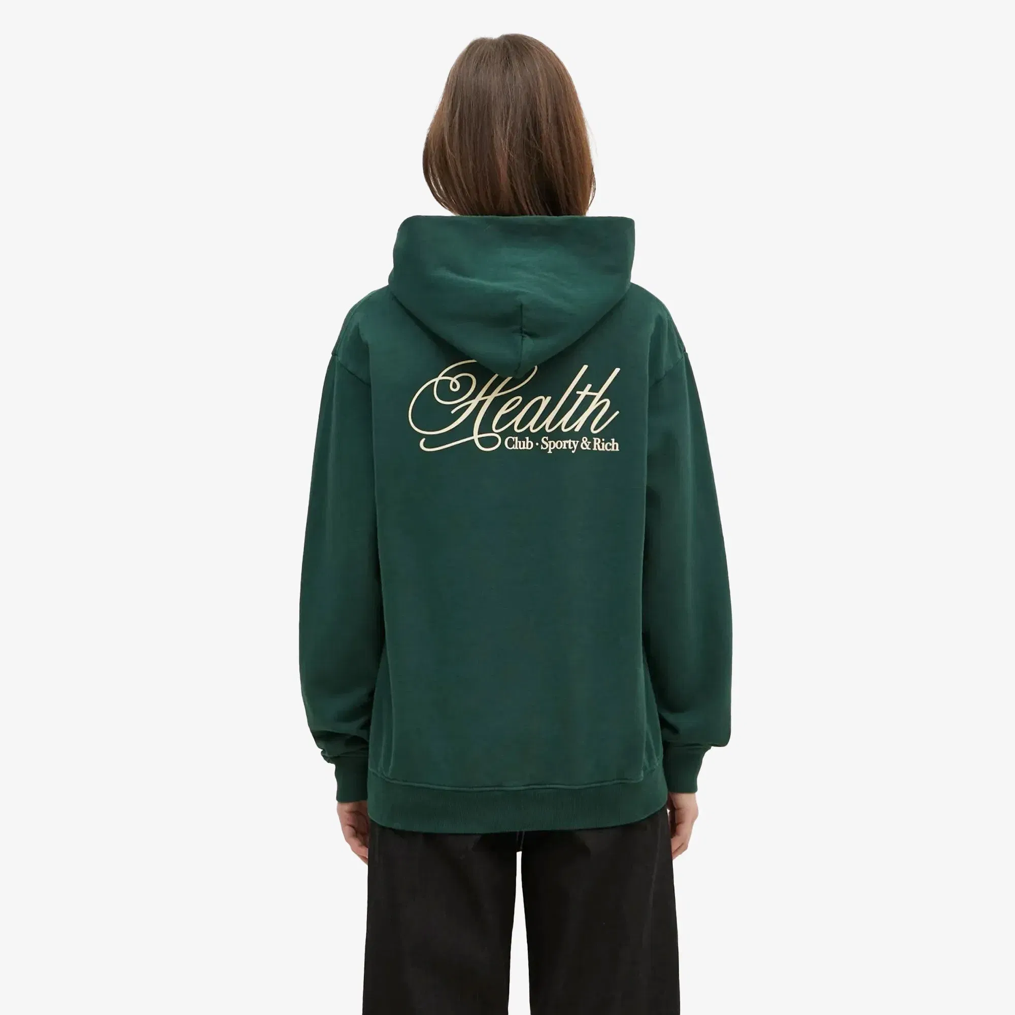 SPORTY & RICH HEALTH SCRIPT HOODIE { GREEN