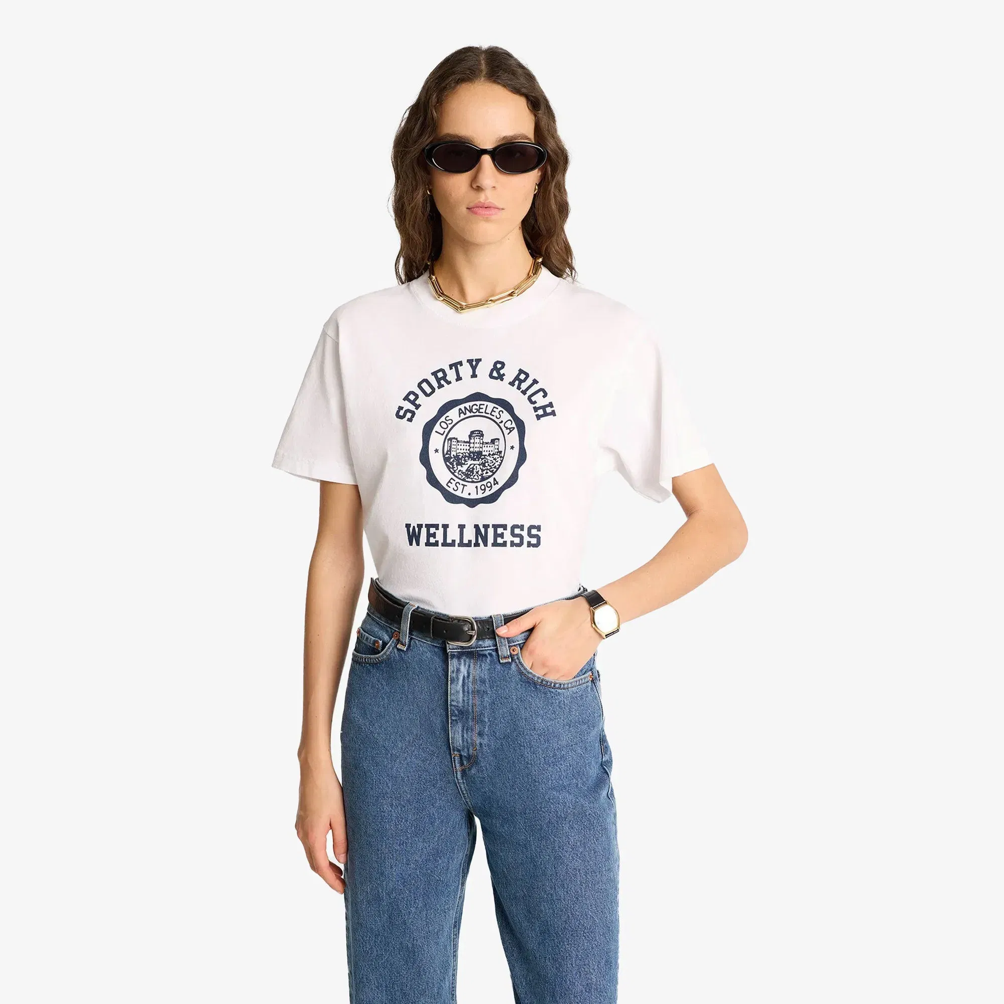 SPORTY & RICH EMBLEM T-SHIRT { WHITE