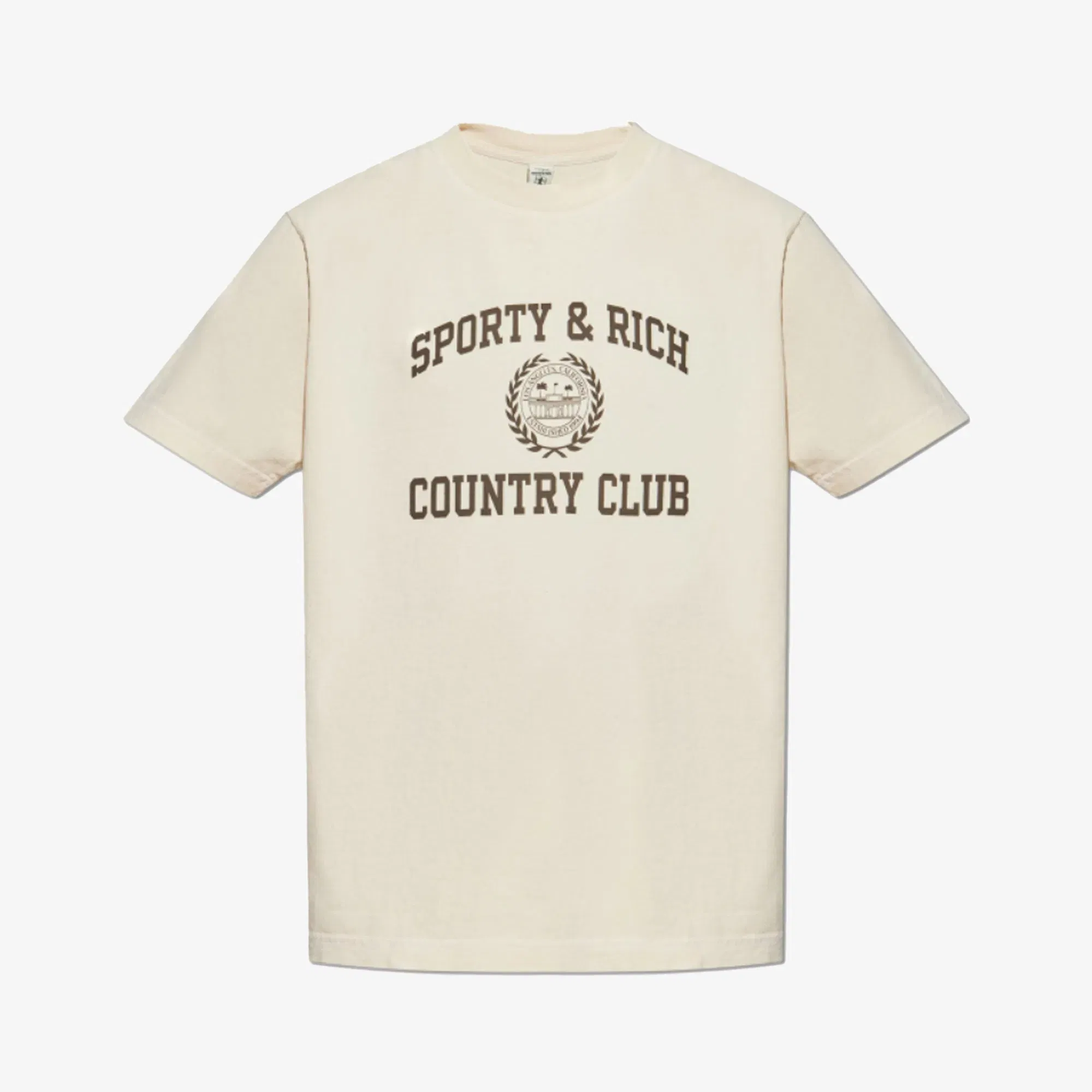 SPORTY & RICH VARSITY CREST T-Shirt { CREAM
