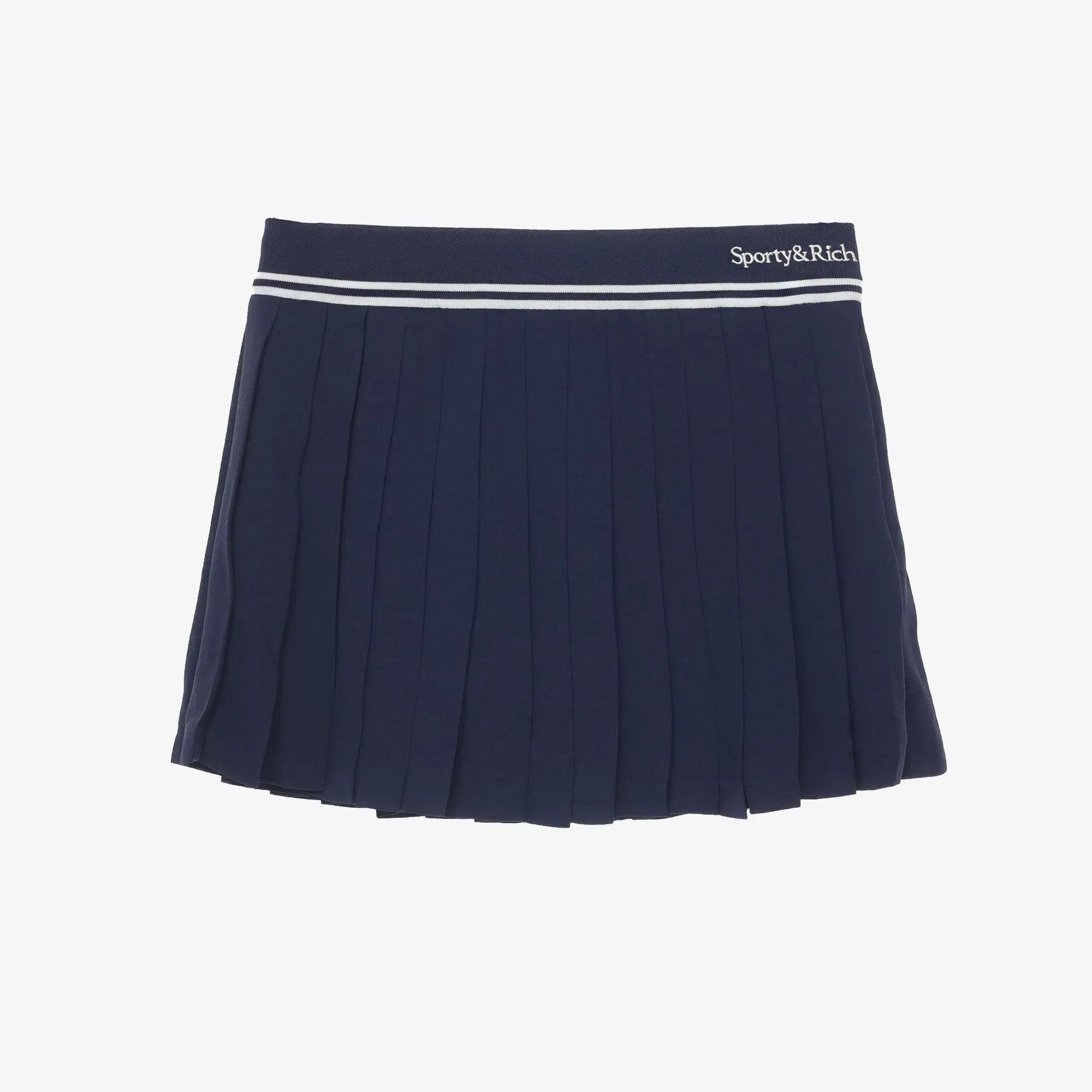 SPORTY & RICH ABIGAIL PLEATED SKIRT { NAVY/OFF WHITE