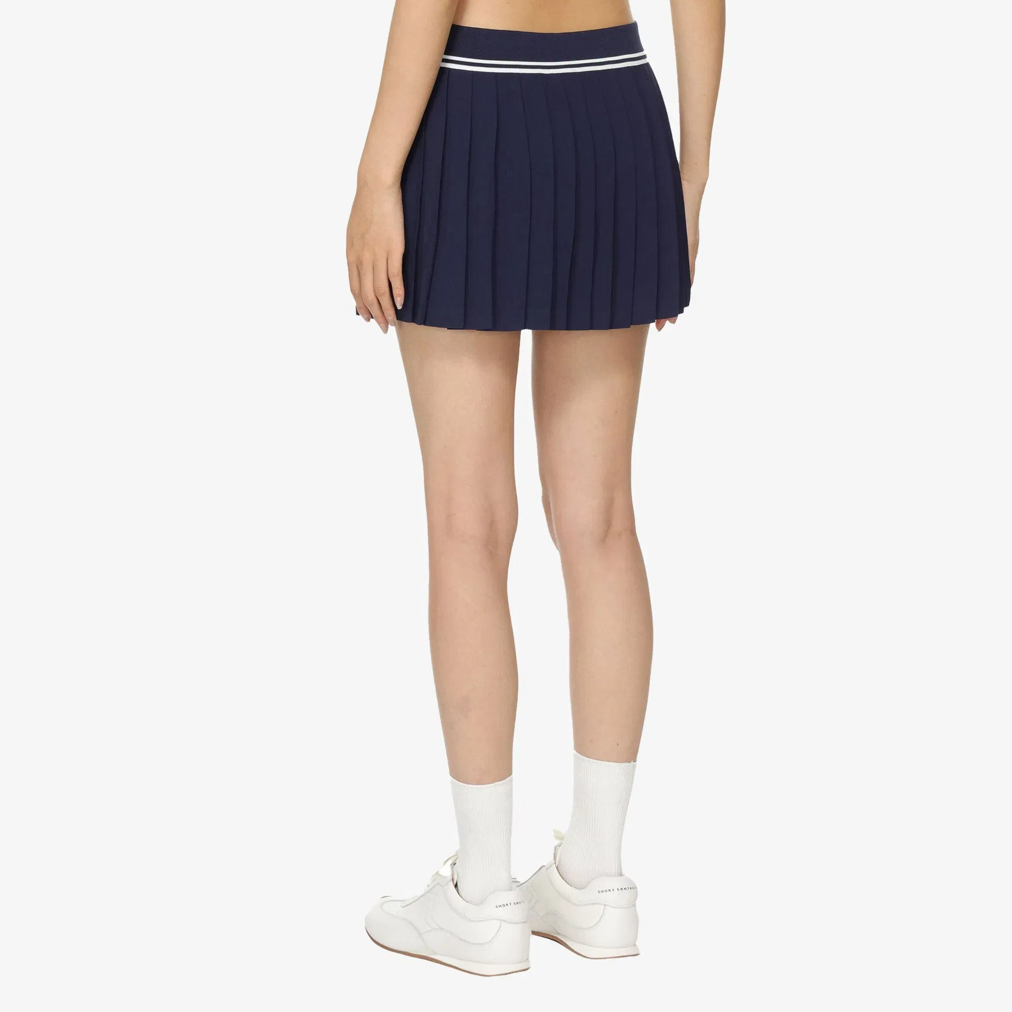 SPORTY & RICH ABIGAIL PLEATED SKIRT { NAVY/OFF WHITE