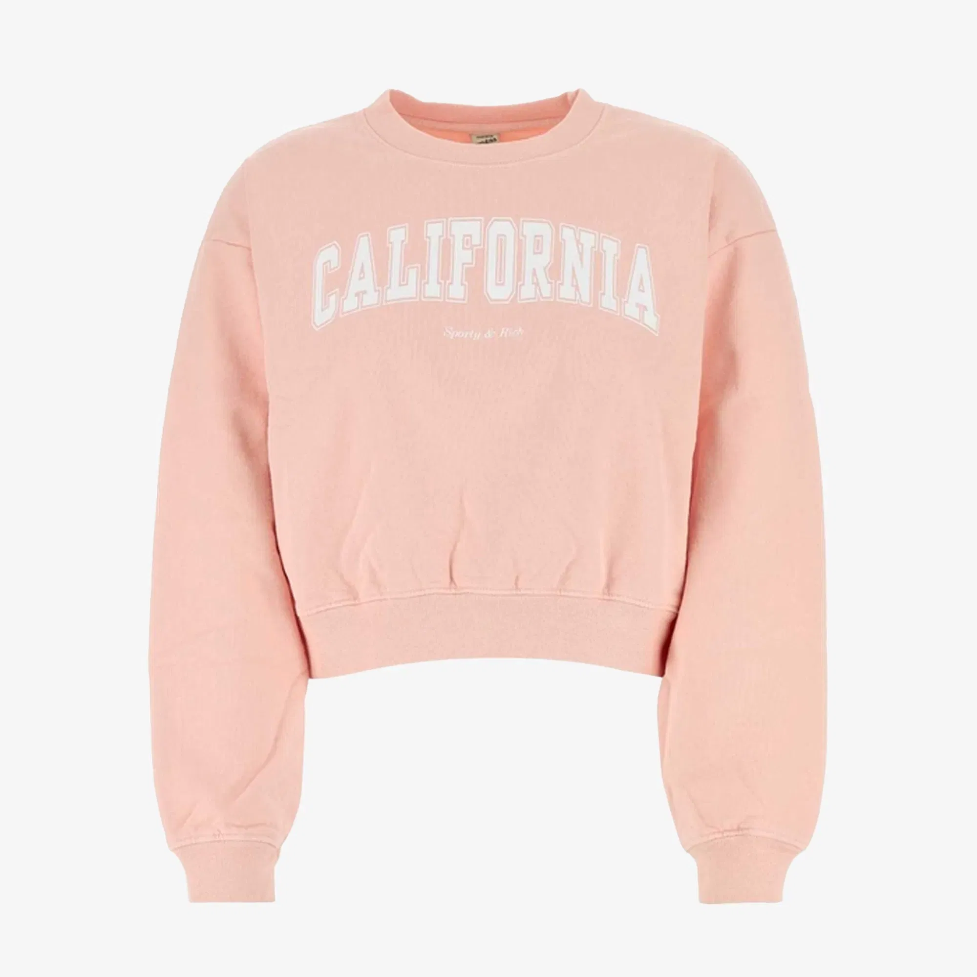 SPORTY & RICH CALIFORNIA CROPPED CREWNECK { BALLET/WHITE