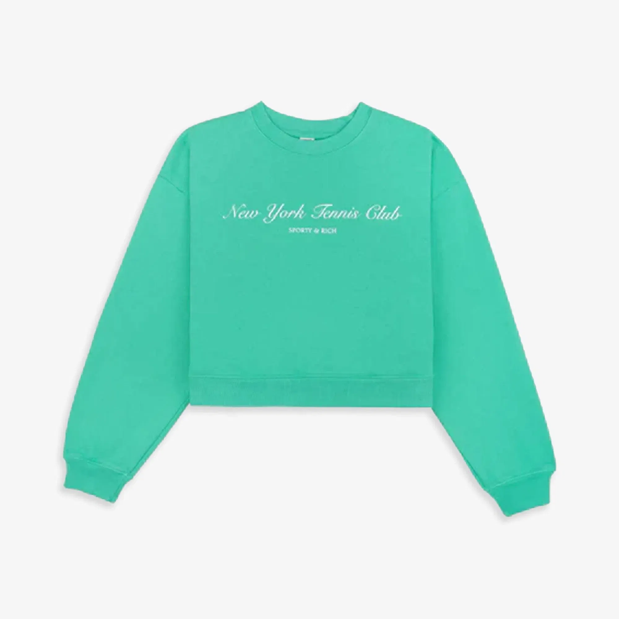 SPORTY & RICH NY TENNIS CLUB CROPPED CREW NECK CARIBBEAN { GREEN