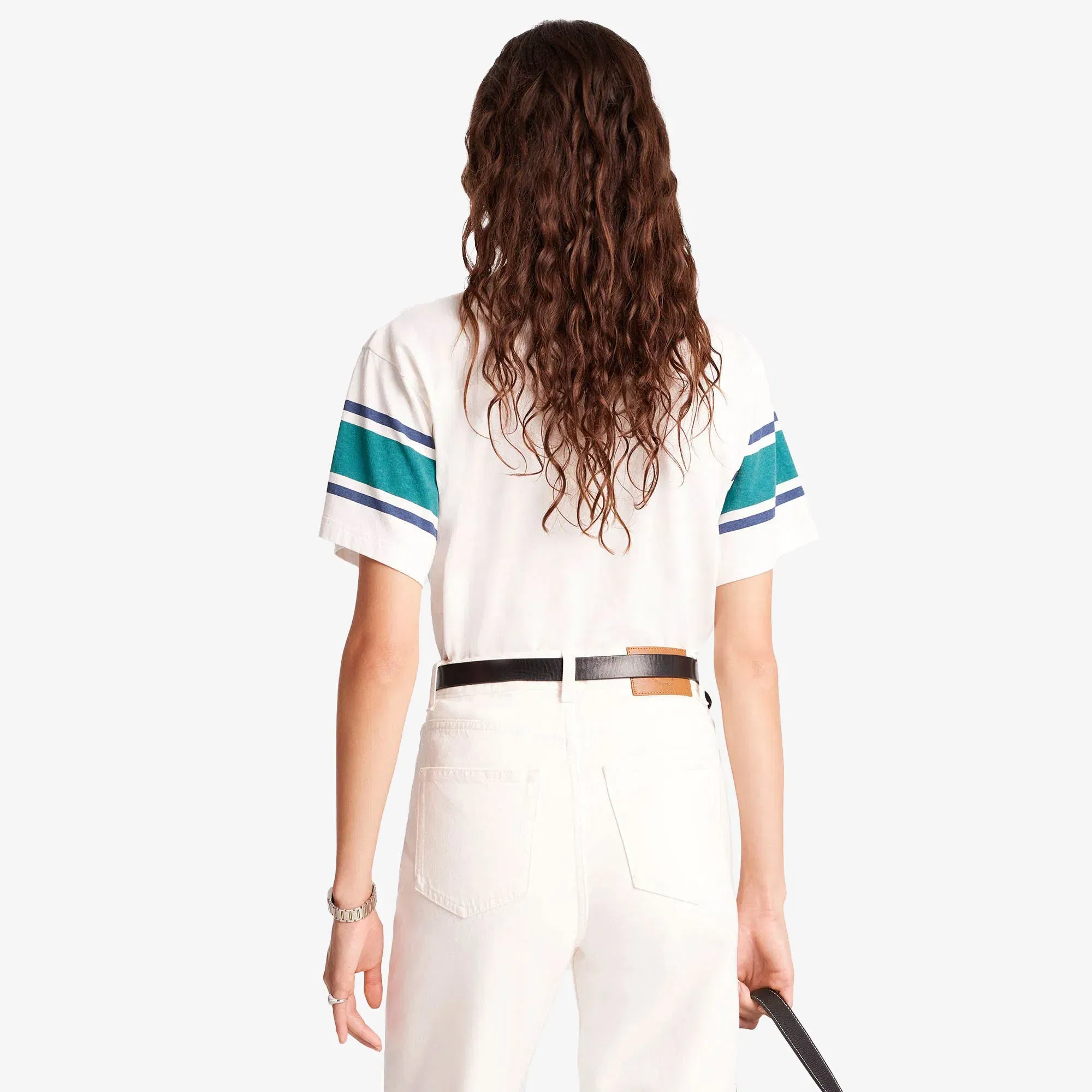 SPORTY & RICH WELLNESS 94 RUGBY T-Shirt { WHITE/ALPINE/NAVY