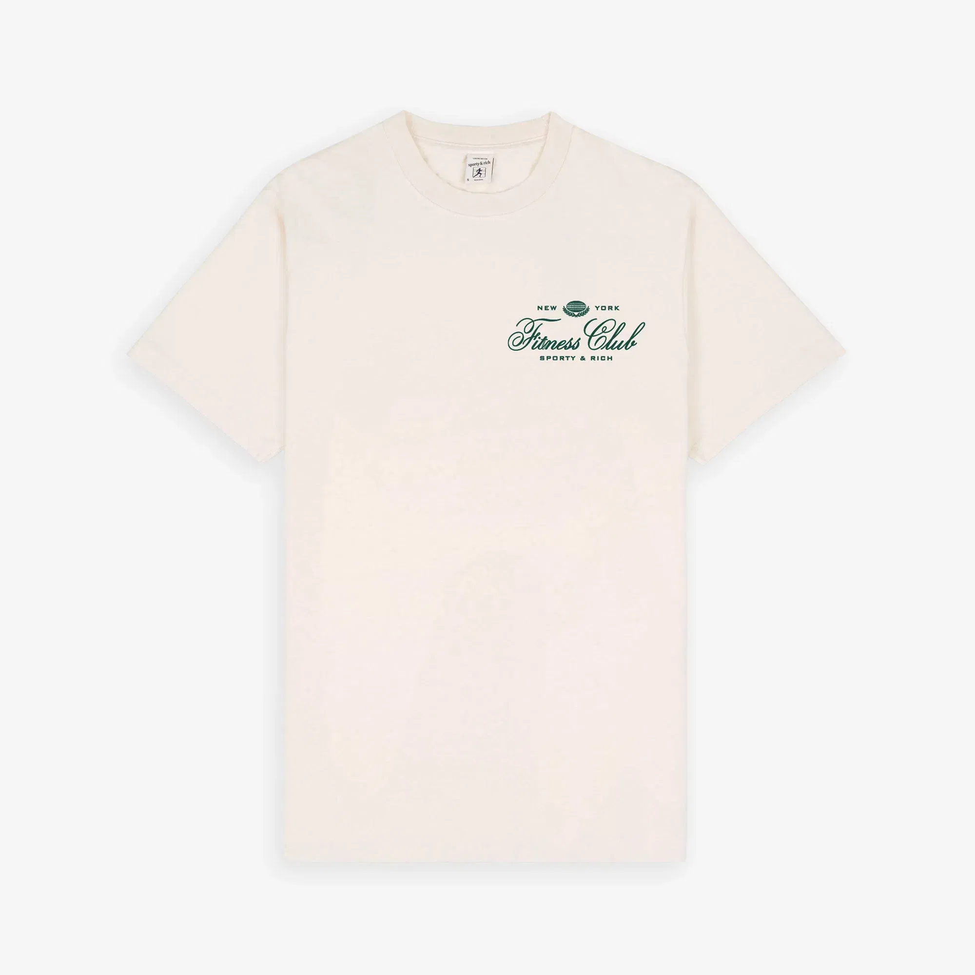 SPORTY & RICH FITNESS WORLD T-SHIRT { CREAM/ALPINE