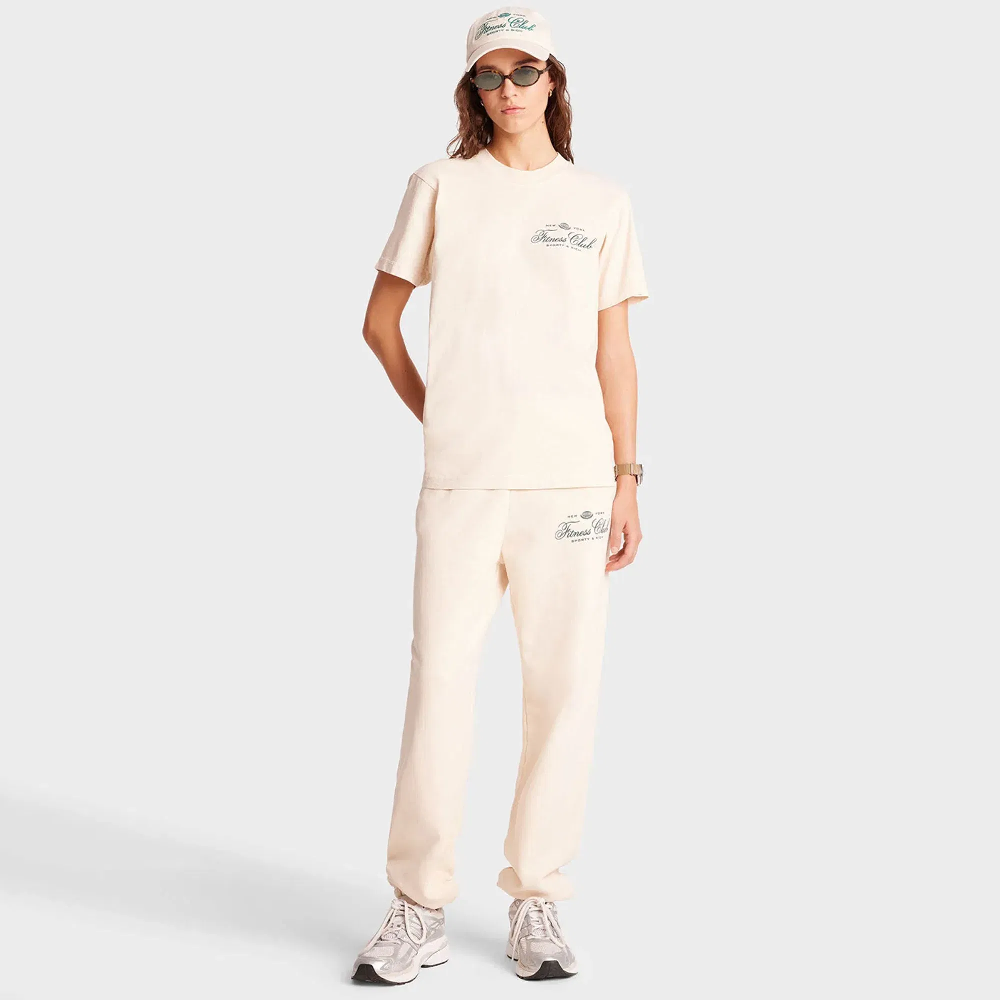 SPORTY & RICH FITNESS WORLD T-SHIRT { CREAM/ALPINE