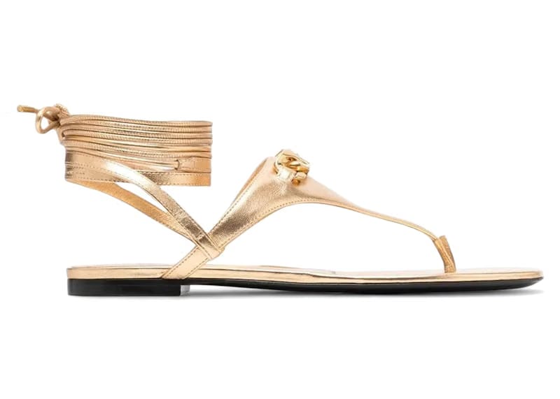 Valentino Garavani Vlogo Leather Sandals Gold (Women's)