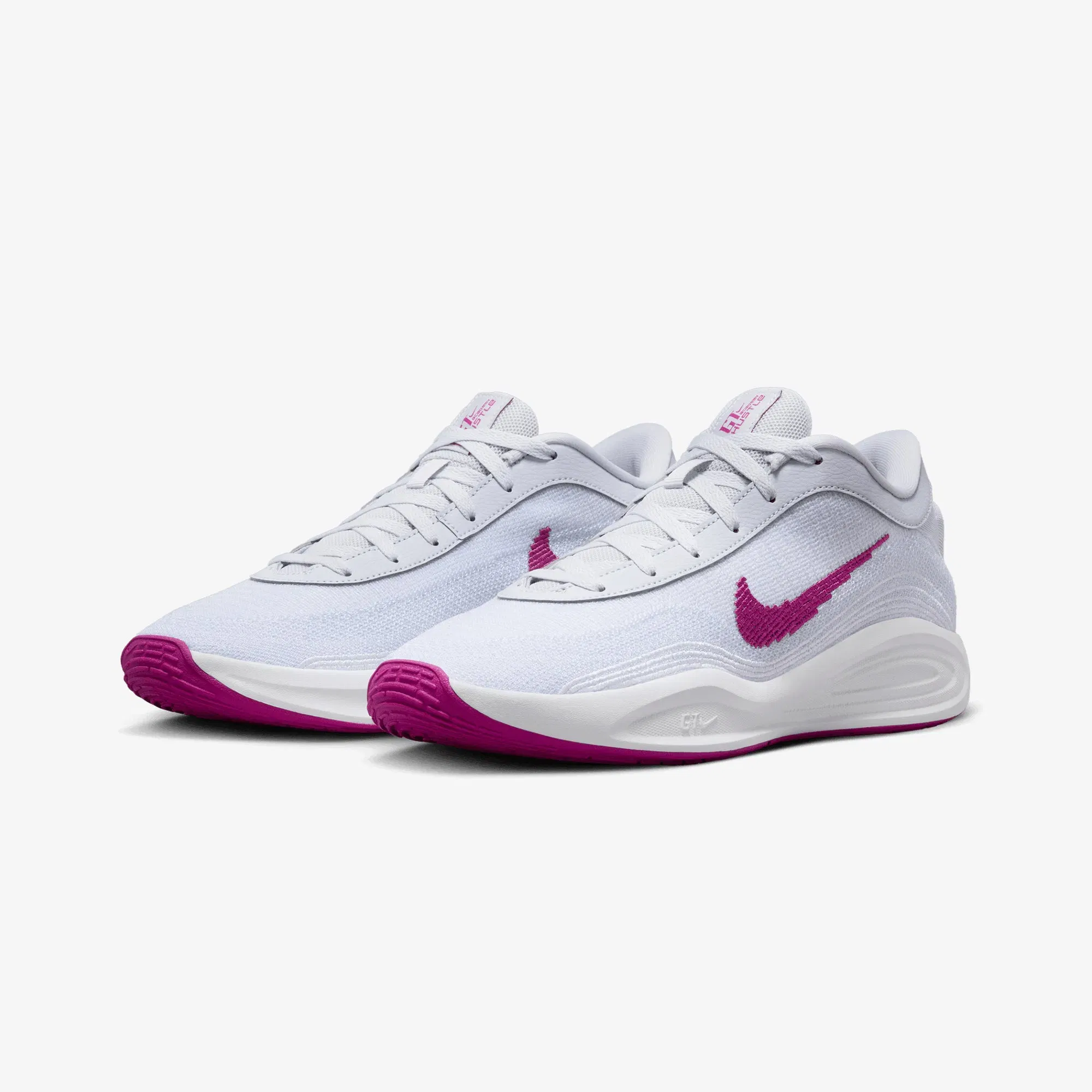 NIKE G.T. HUSTLE ACADEMY EP { PURE PLATINUM/HOT FUCHSIA-WHITE