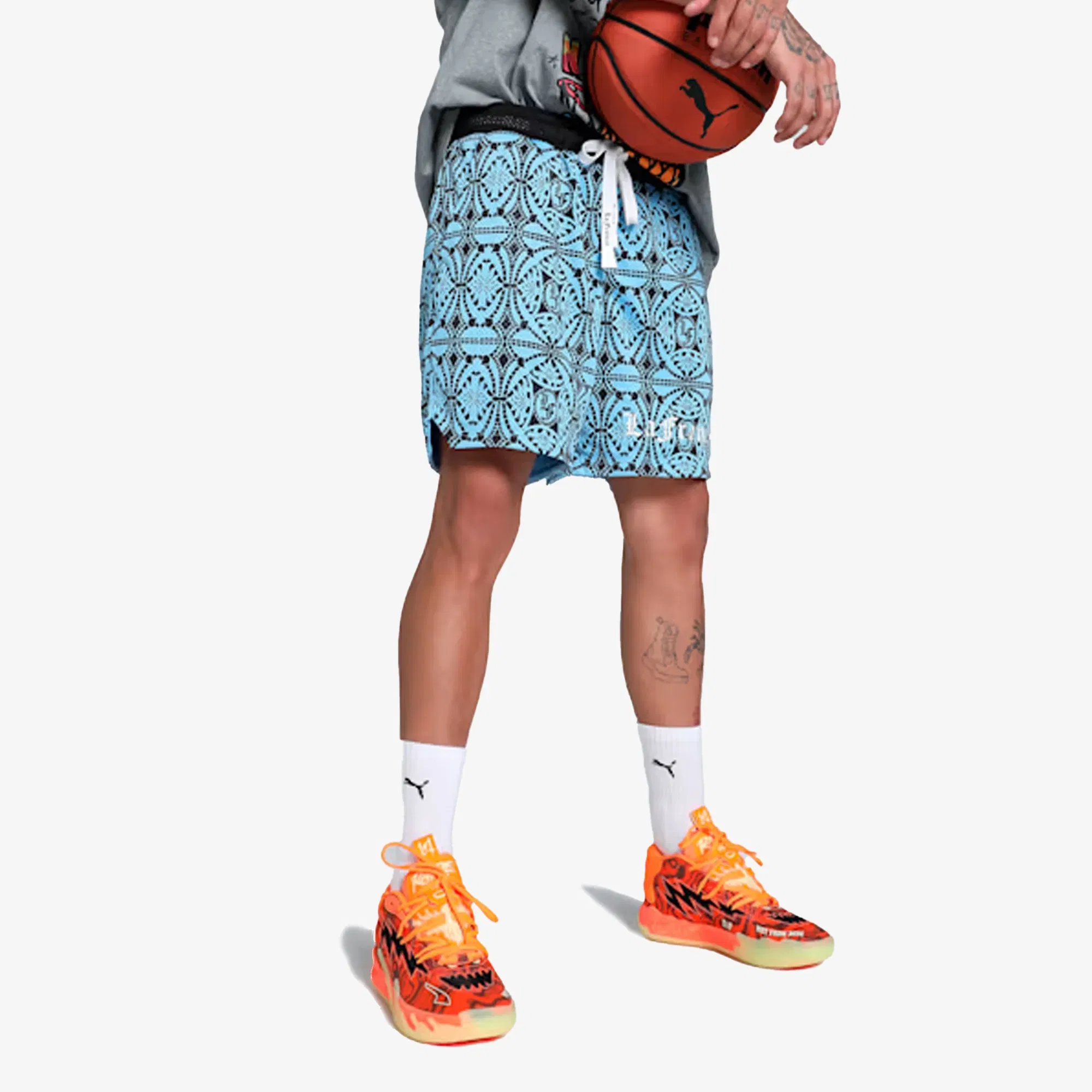 PUMA HOOPS X LF MOSIAC SHORTS { TEAM LIGHT BLUE