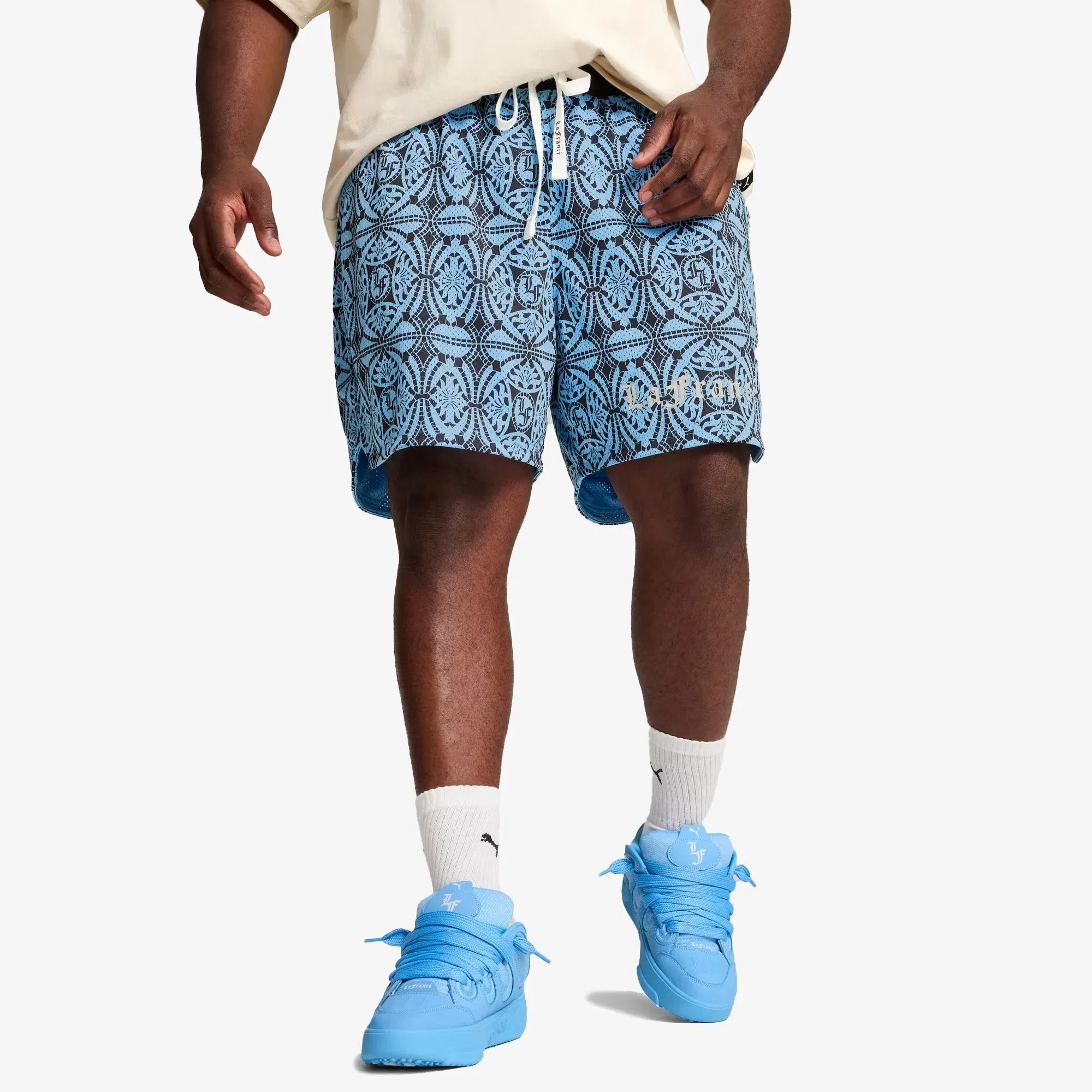 PUMA HOOPS X LF MOSIAC SHORTS { TEAM LIGHT BLUE