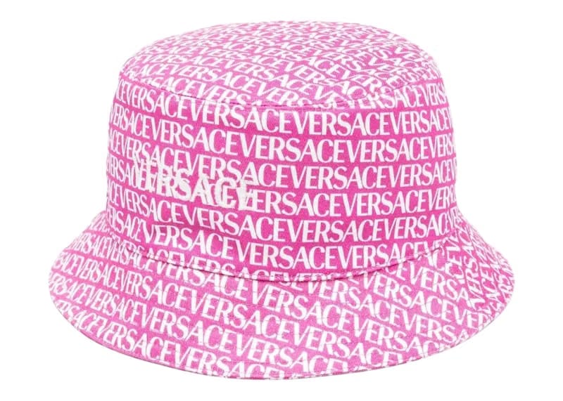Versace Logo Print Bucket Hat Pink