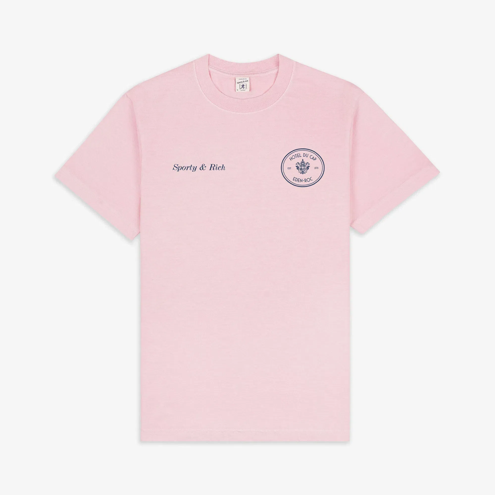 SPORTY & RICH HOTEL DU CAP T-SHIRT { EDEN PINK/NAVY