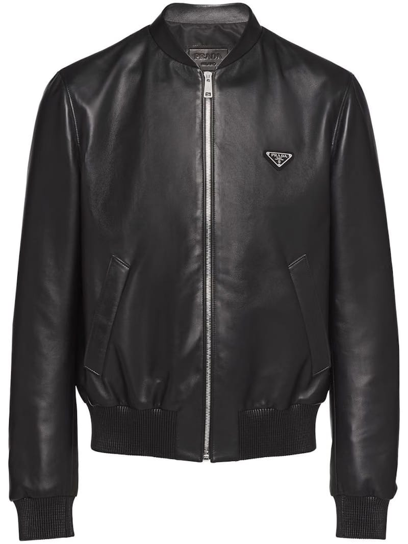 Prada Leather Bomber Jacket Black