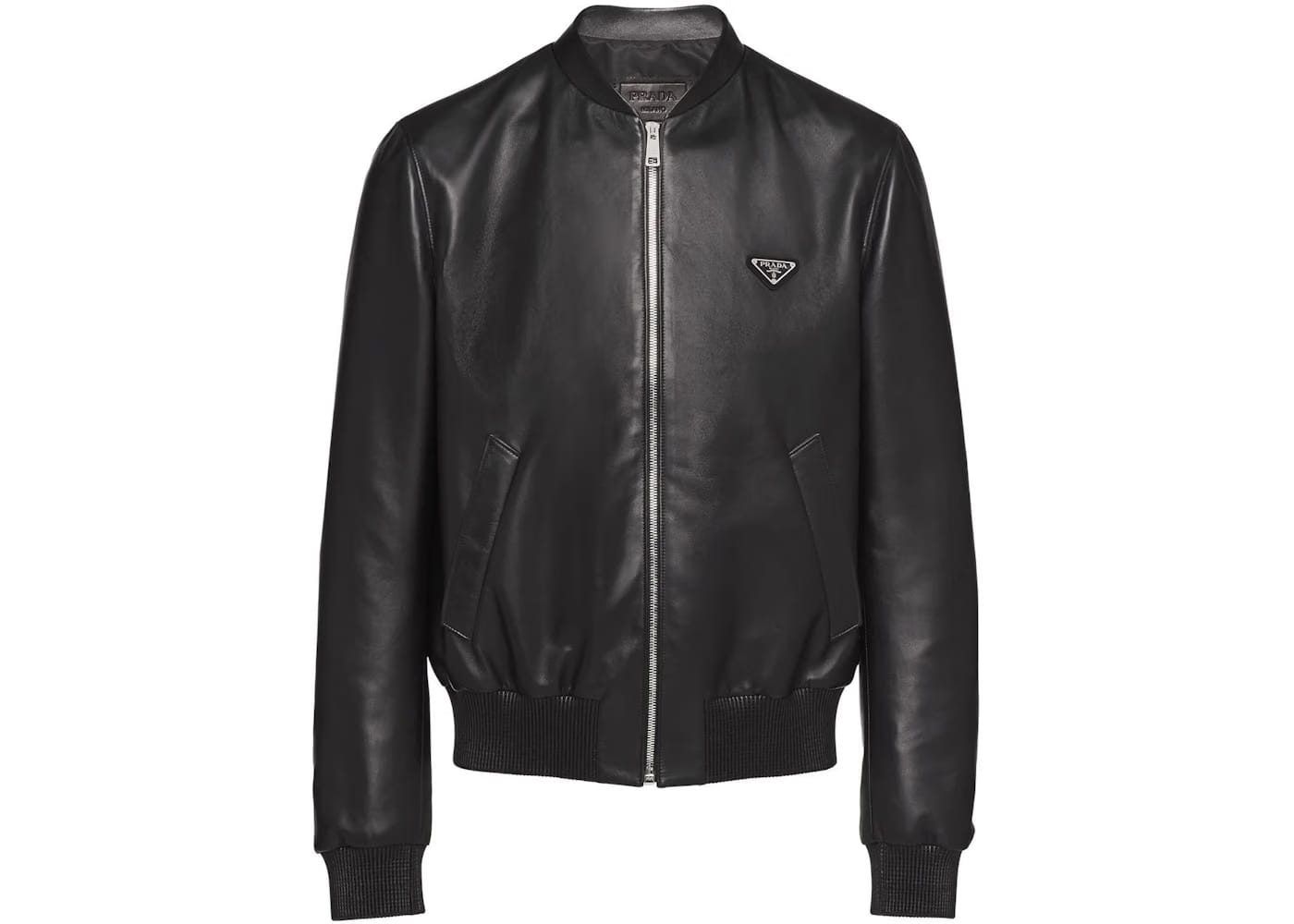 Prada Leather Bomber Jacket Black