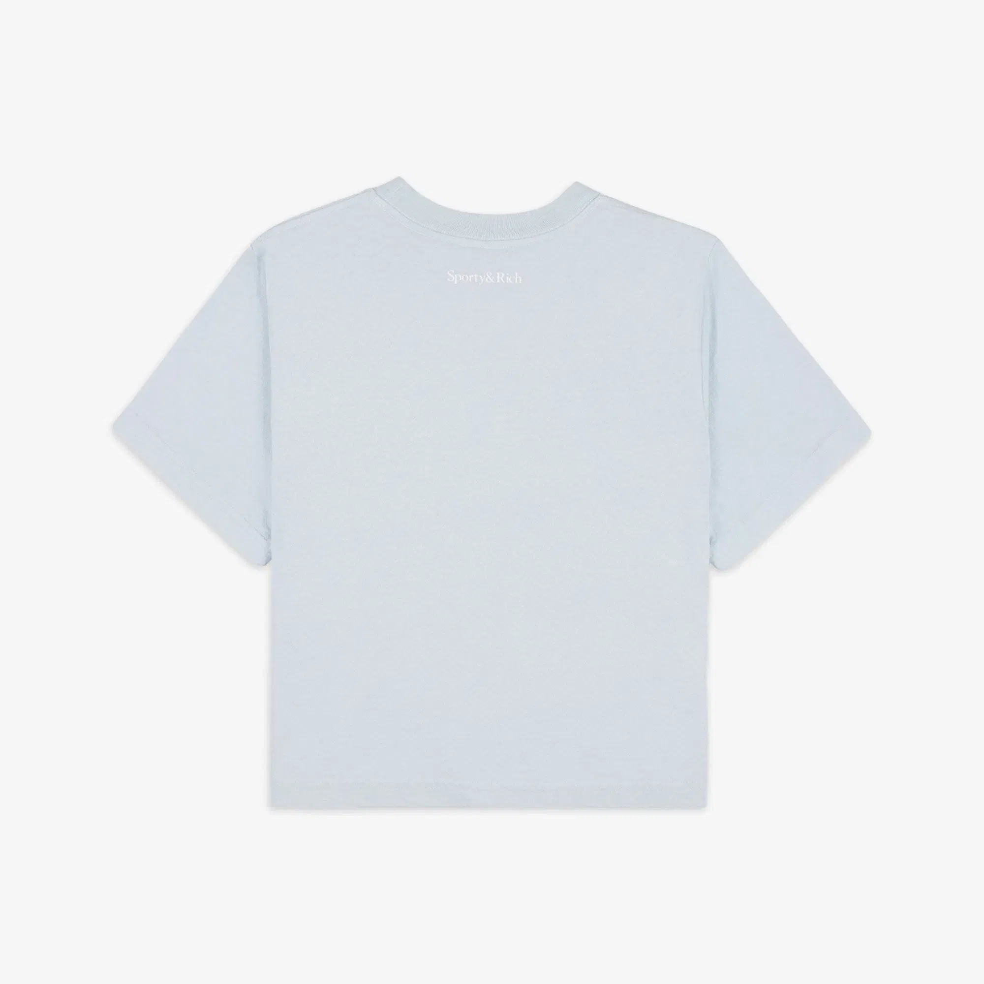 SPORTY & RICH BE NICE CROPPED T-SHIRT { BABY BLUE/WHITE