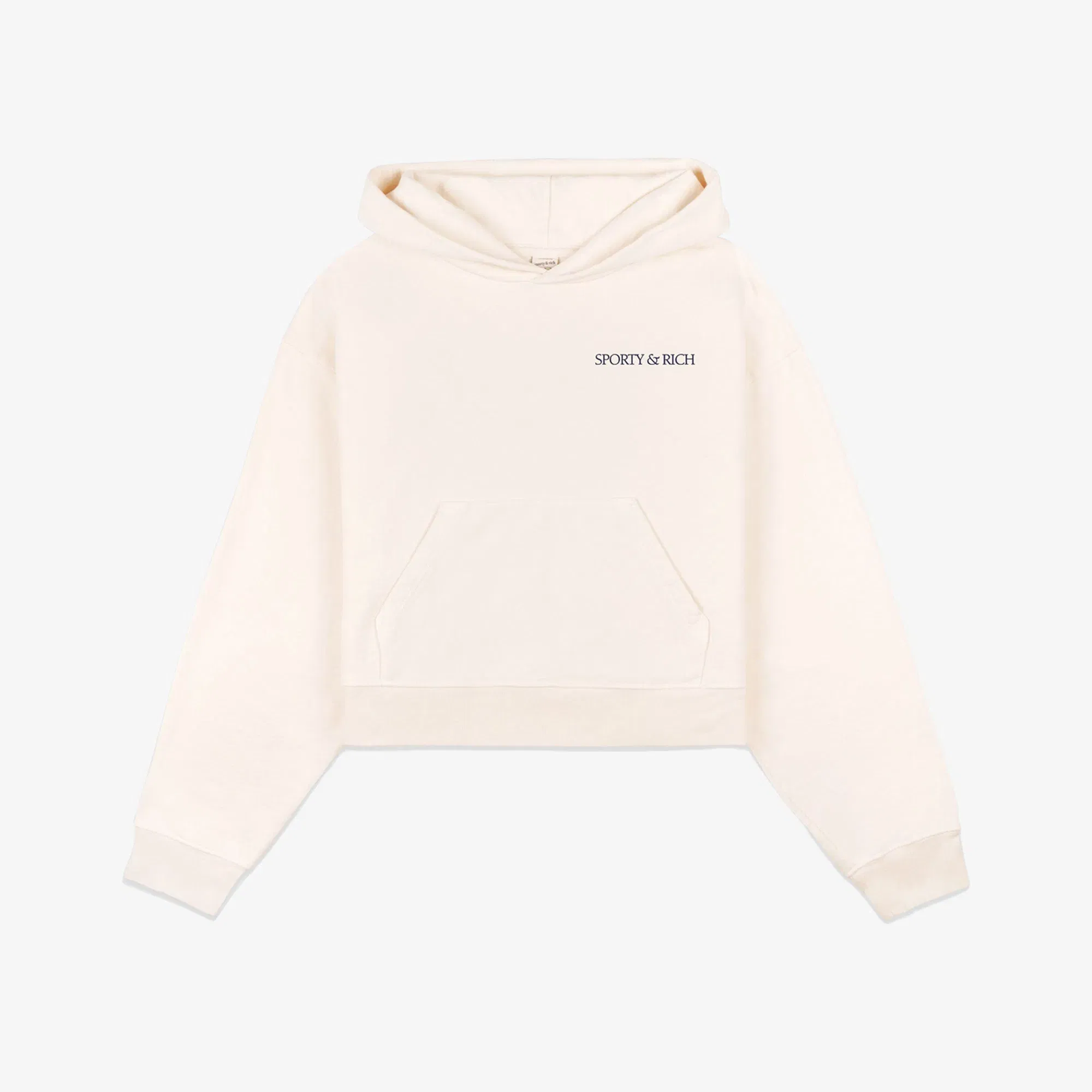 SPORTY & RICH H&W CLUB CROPPED HOODIE { CREAM/NAVY