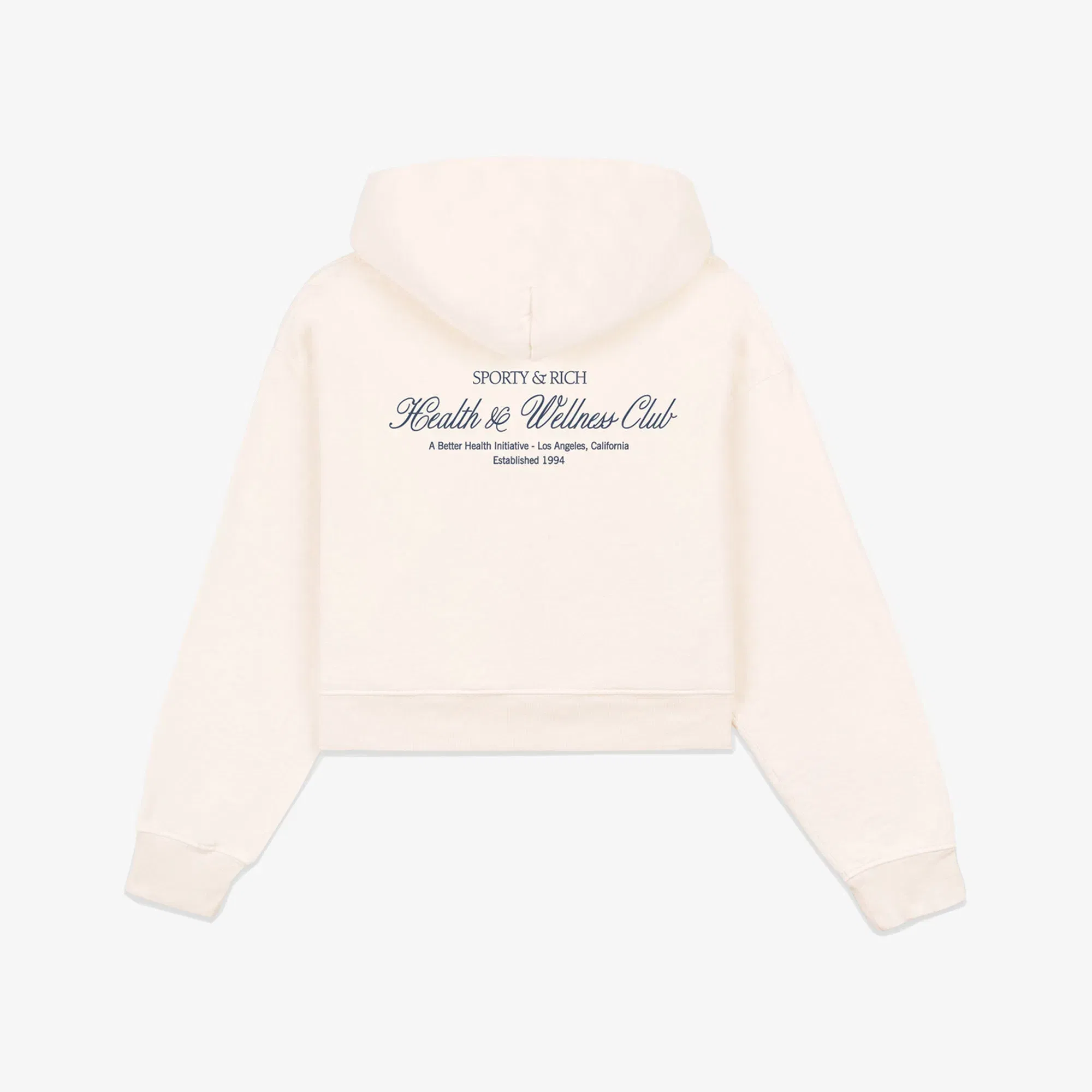 SPORTY & RICH H&W CLUB CROPPED HOODIE { CREAM/NAVY