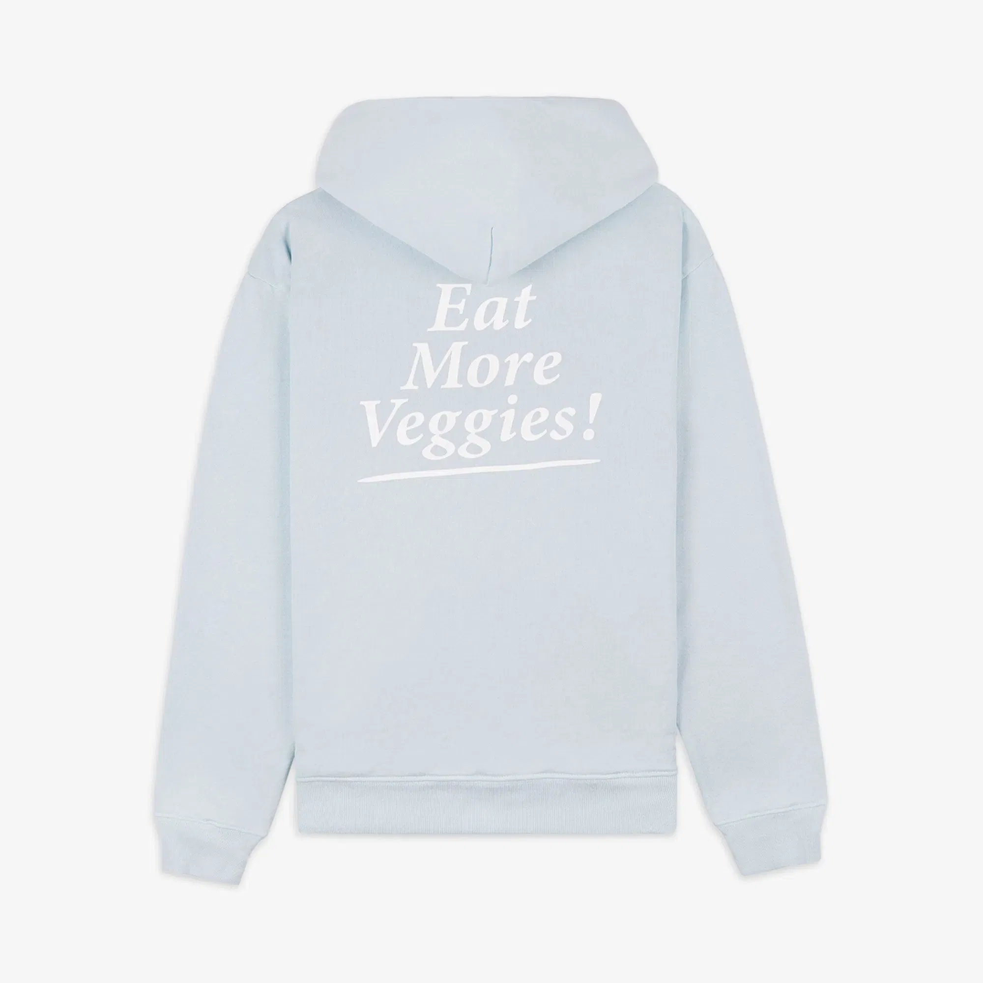 SPORTY & RICH EAT MORE VEGGIES HOODIE { BABY BLUE/WHITE