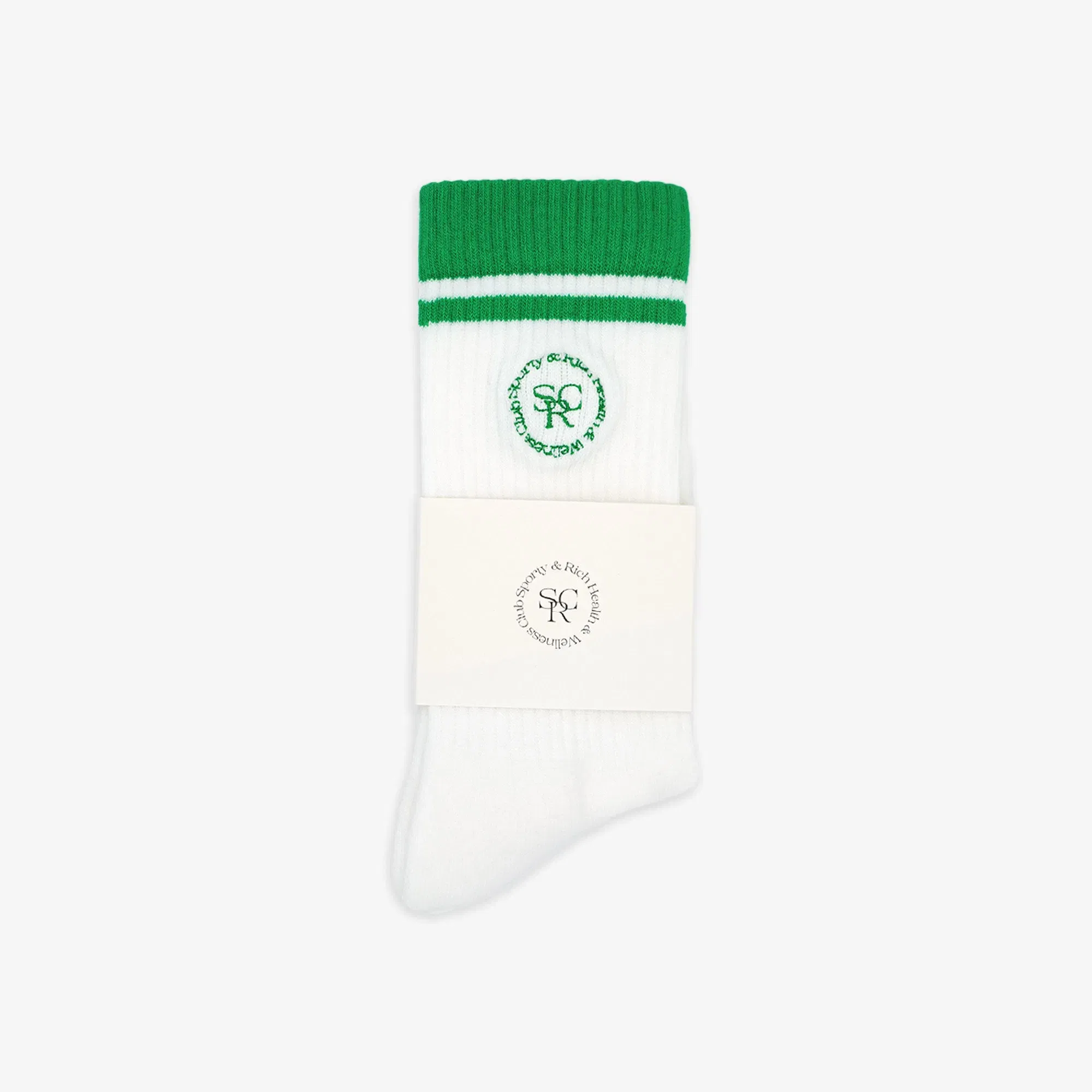 SPORTY & RICH SRHWC EMBROIDERED SOCKS { WHITE/VERDE