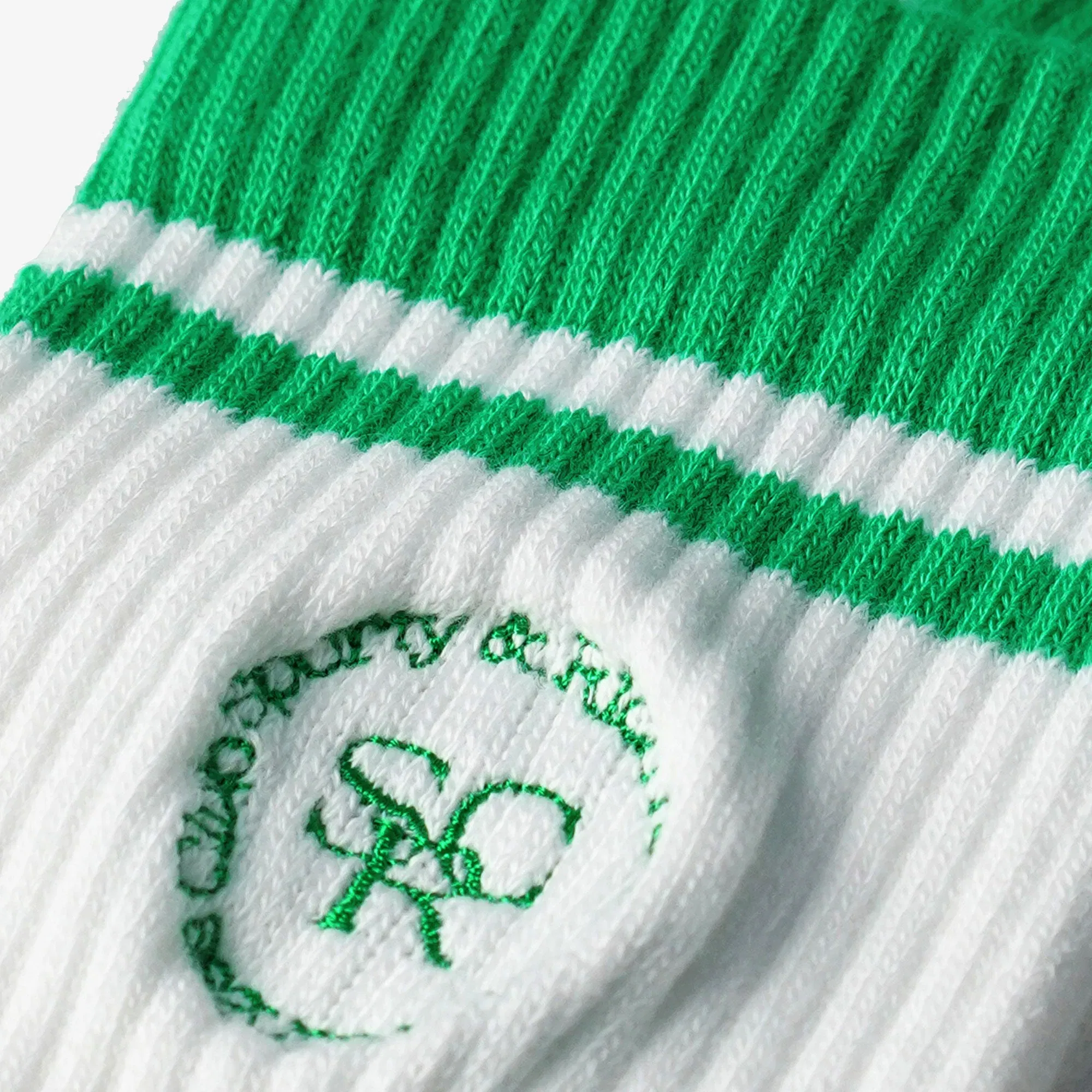 SPORTY & RICH SRHWC EMBROIDERED SOCKS { WHITE/VERDE