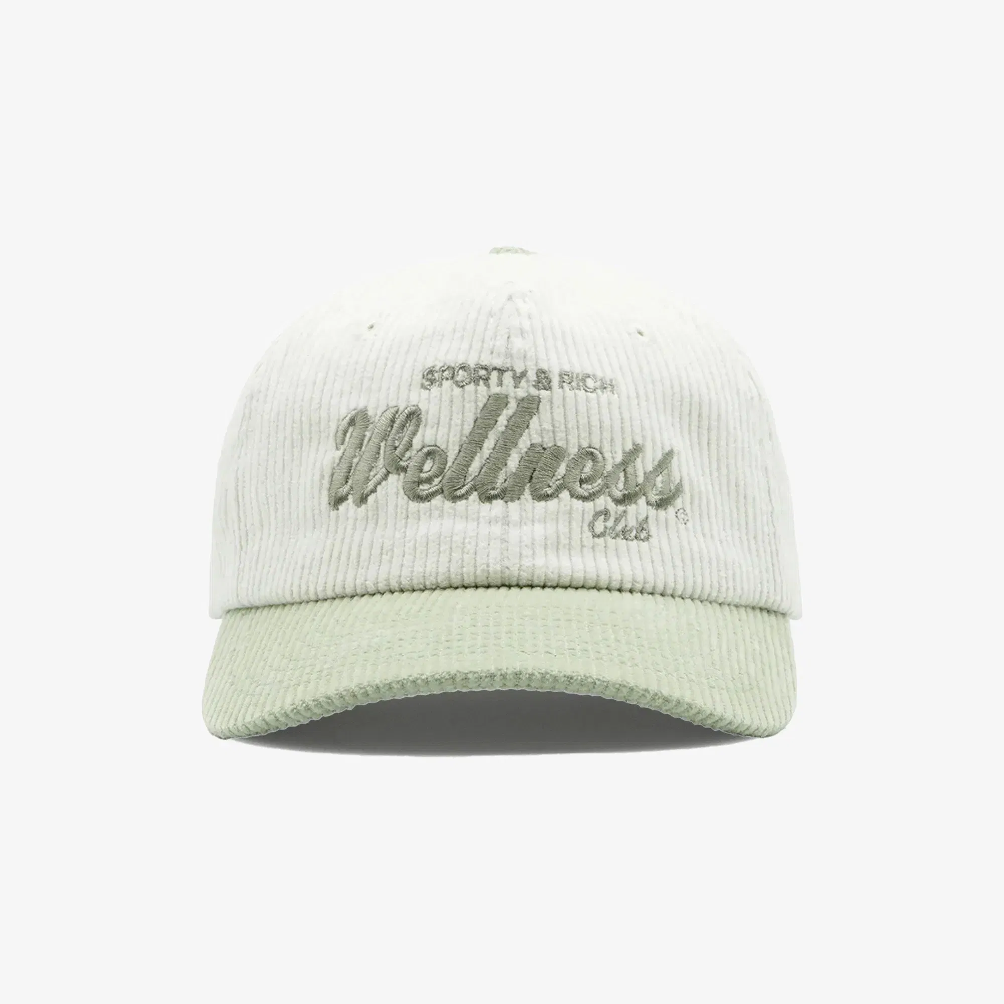SPORTY & RICH DRAFT CORDUROY HAT { WHITE/SAGE