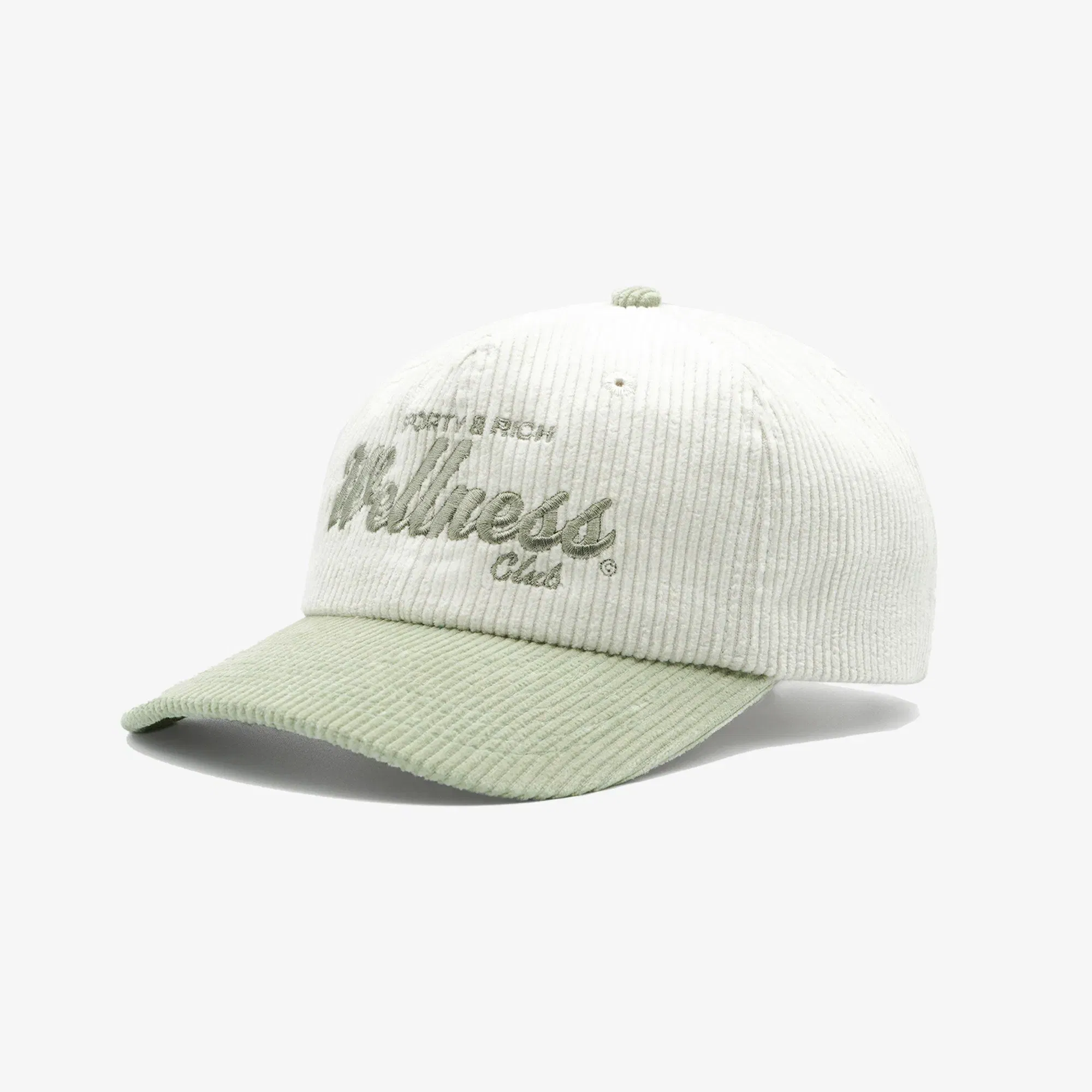 SPORTY & RICH DRAFT CORDUROY HAT { WHITE/SAGE