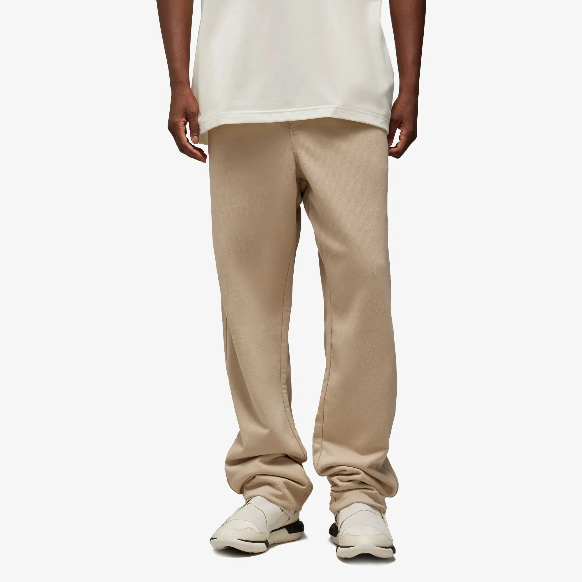 Y-3 FRENCH TERRY STRAIGHT PANTS { CLAY BROWN