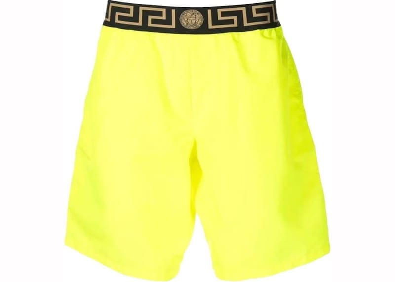 Versace Greca Long Swim Shorts Fluo Yellow/Black