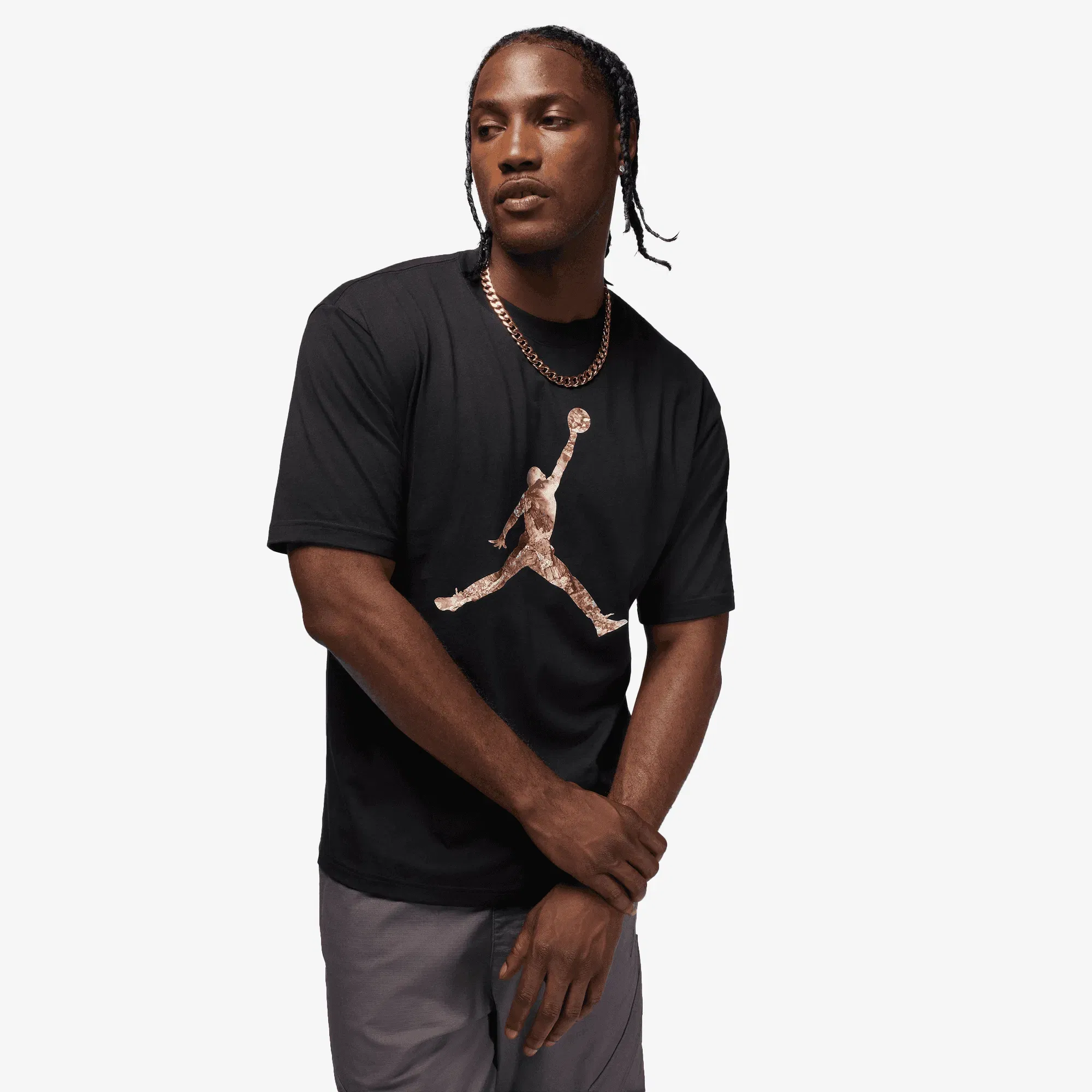 JORDAN BROOKLYN REALTREE JUMPMAN T-SHIRT { BLACK/SAIL