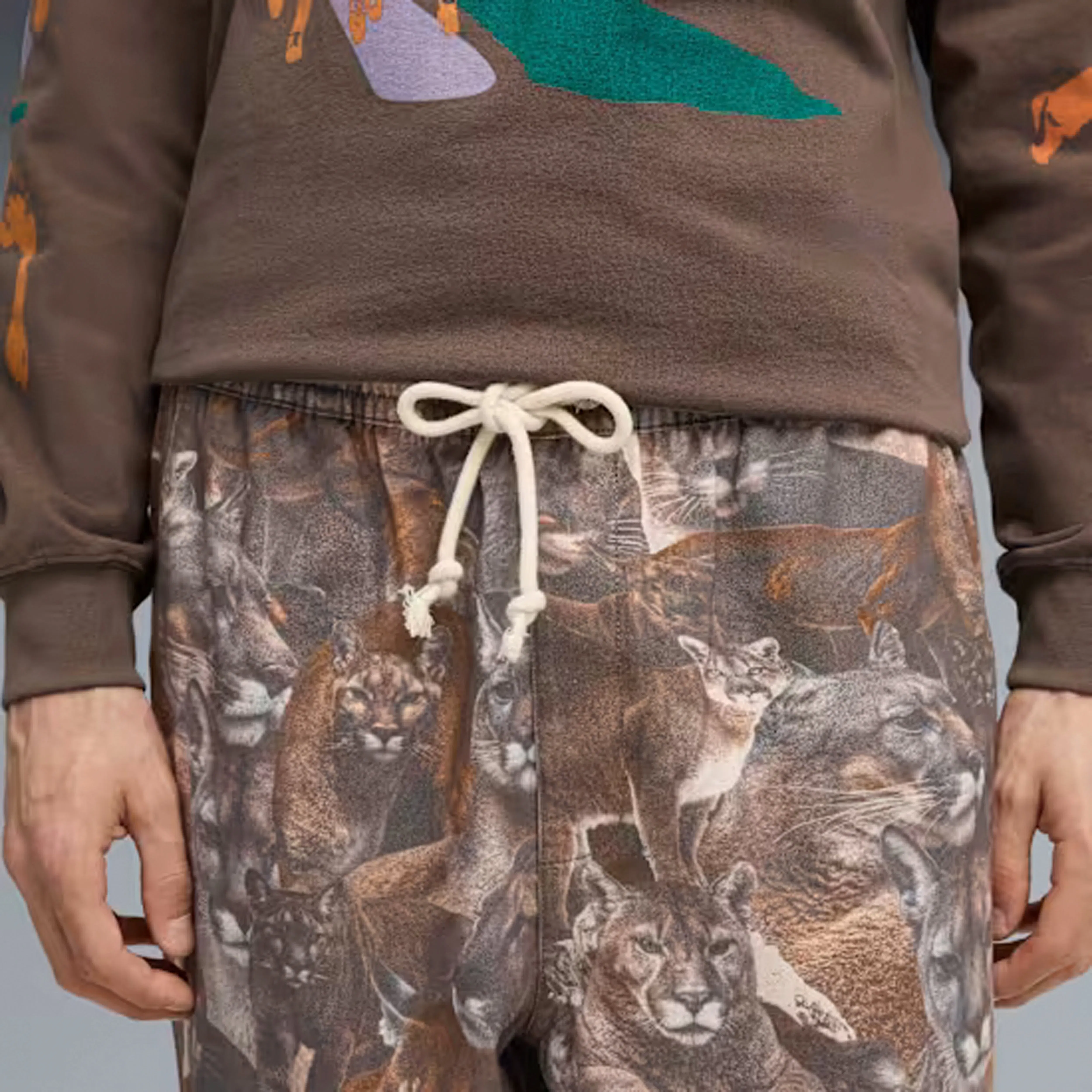 Puma CAT CRAZY ANIMAL PRINT PANTS { FLAT BRONZE-AOP